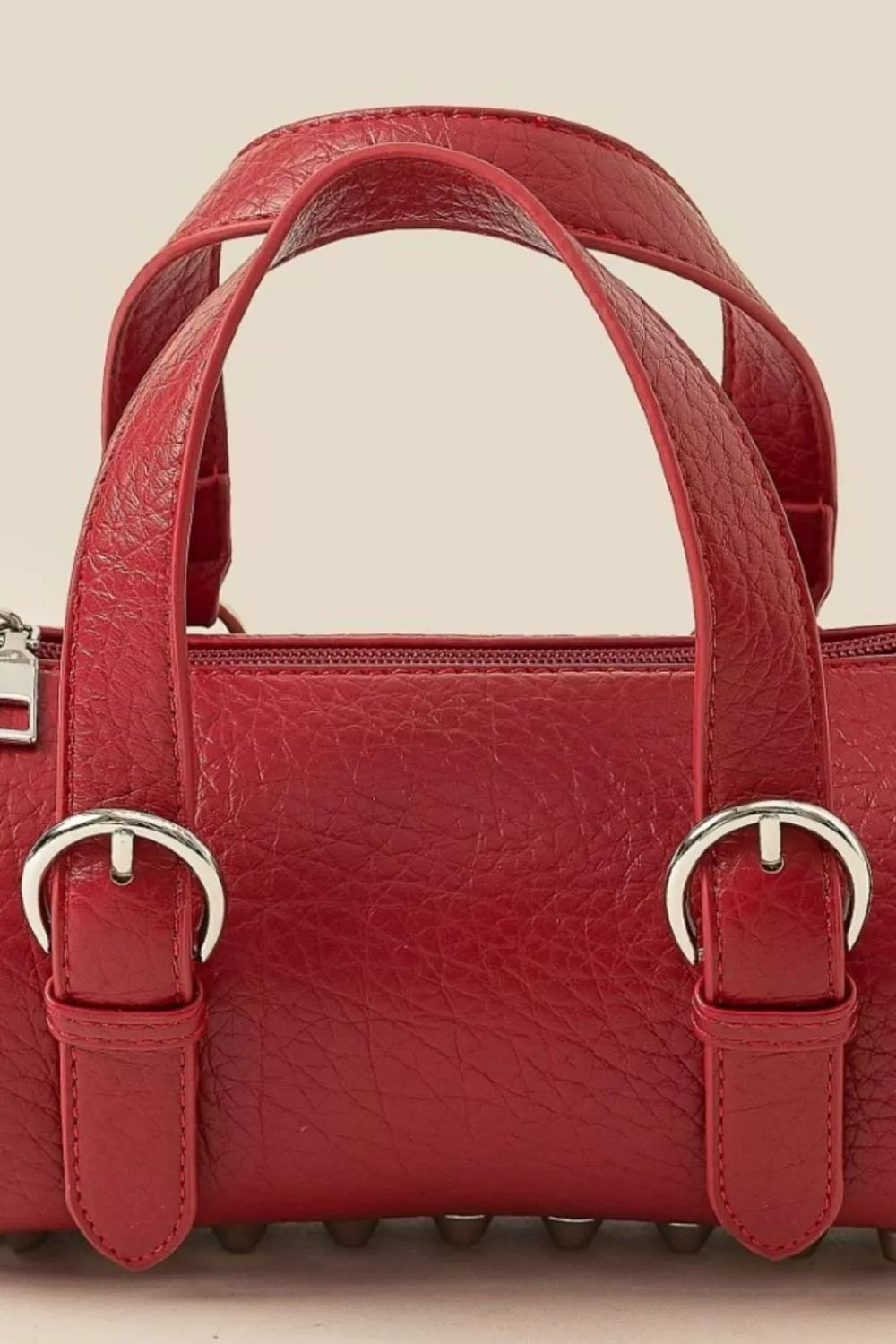 Fame Faux Leather Buckle Strap Cylinder Hand Bag.