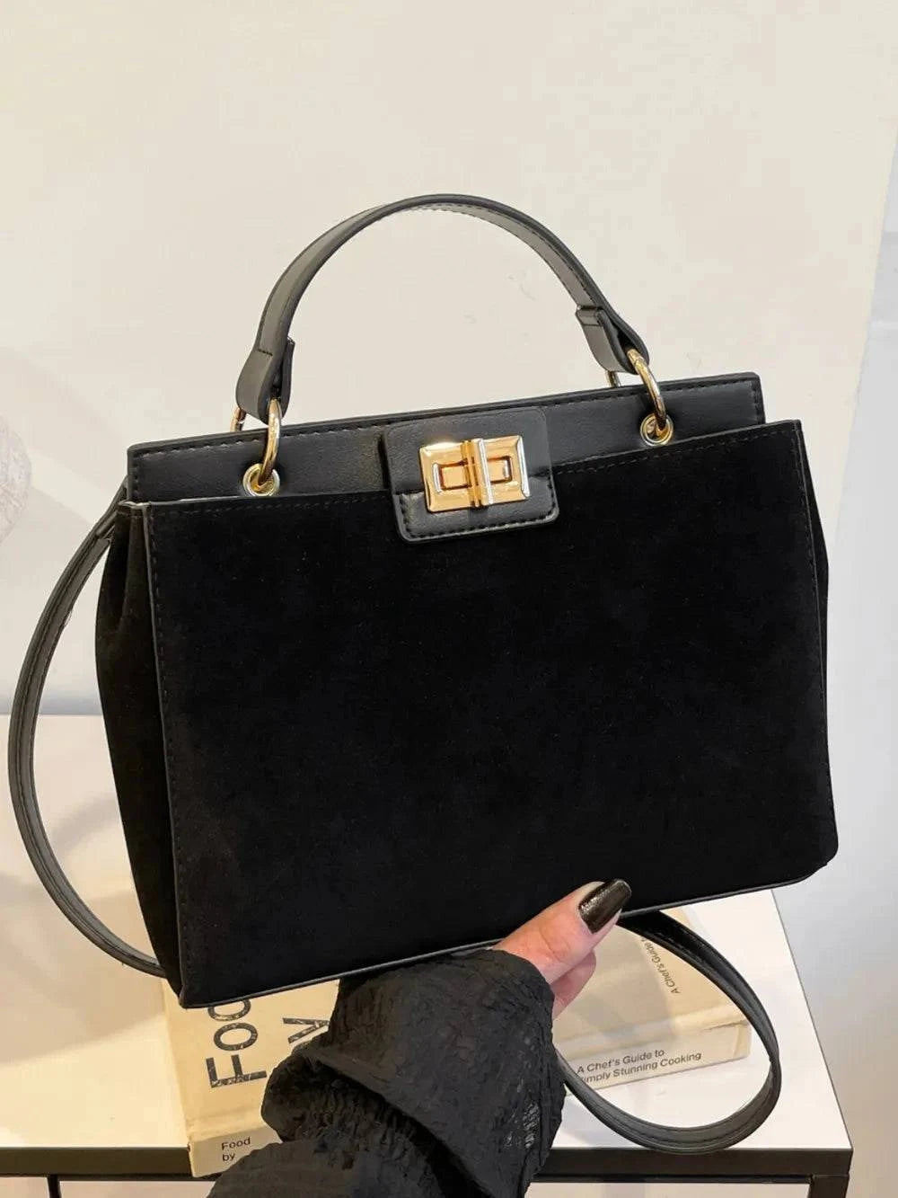 Solid Color Handbag with Removable Strap for Versatile Styling.