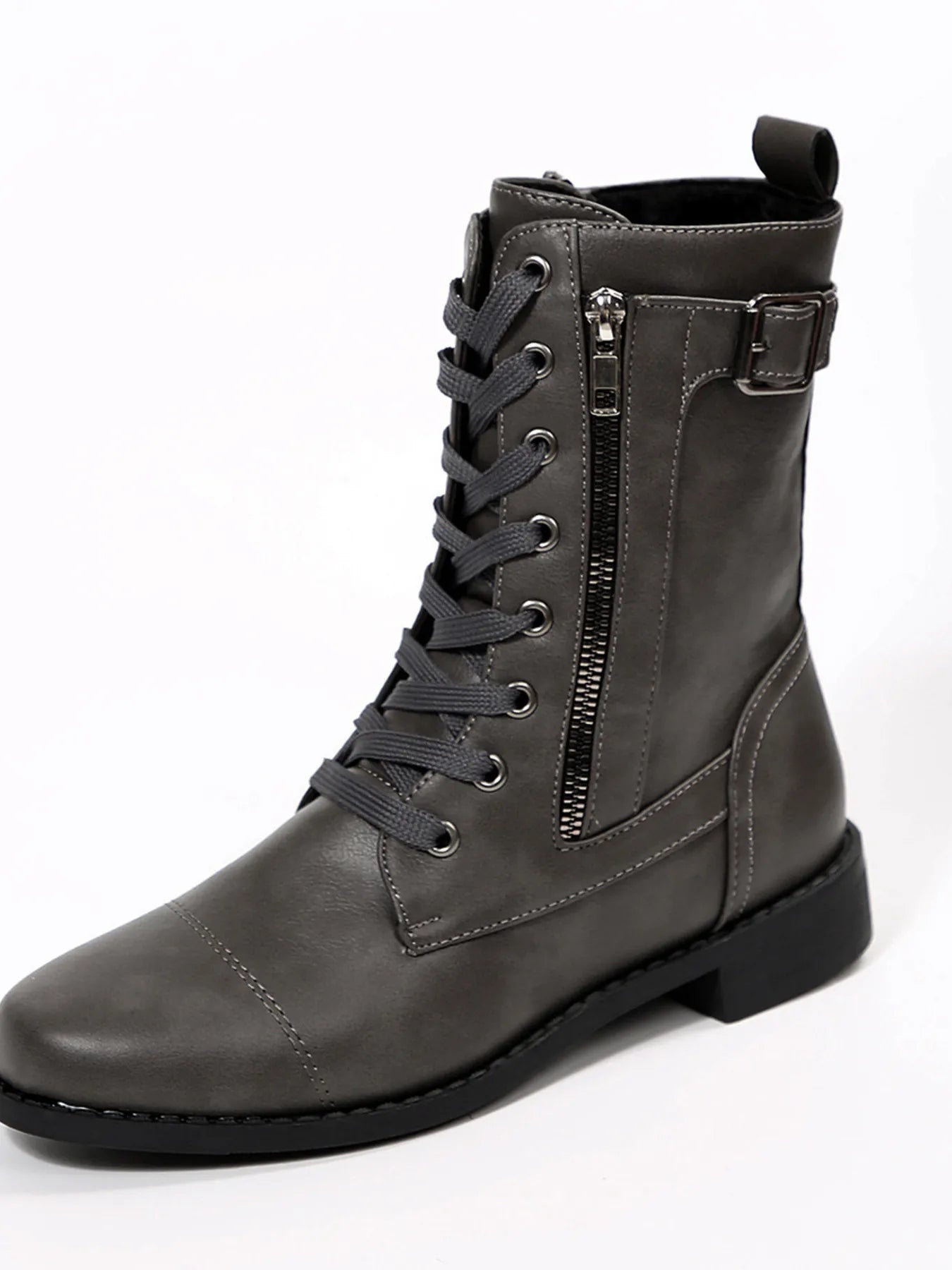 Lace Up Round Toe Boots.