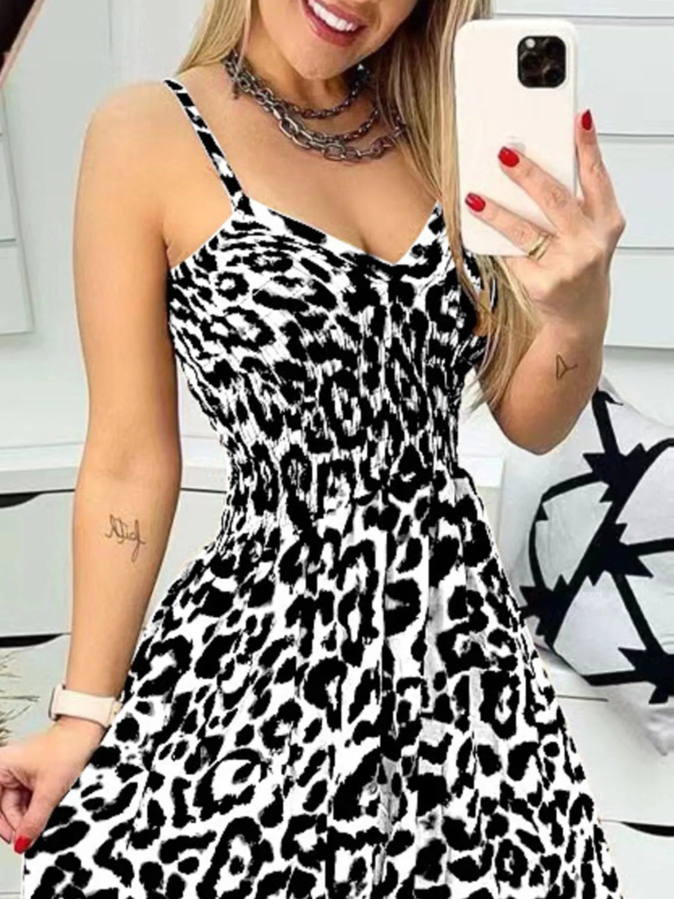 Full Size Leopard Print Dress - Spaghetti Strap Maxi Dress for Plus Size Fashion.