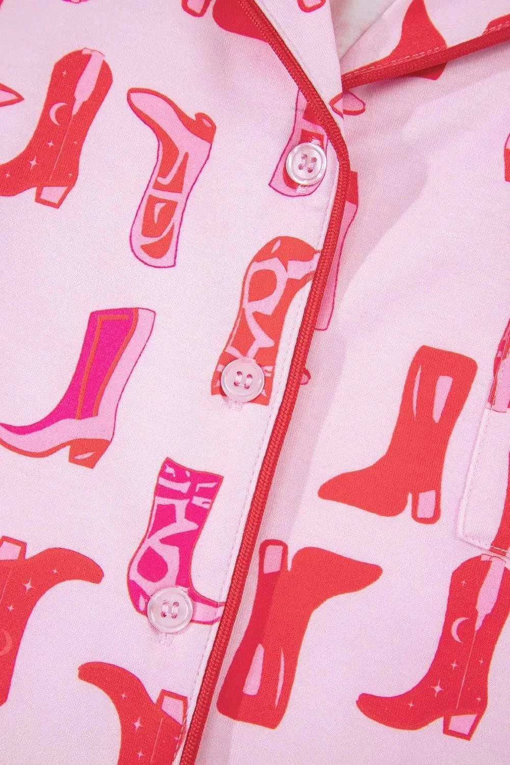 Cowgirl Boots Outfit Set - Printed Shirt and Shorts Set.