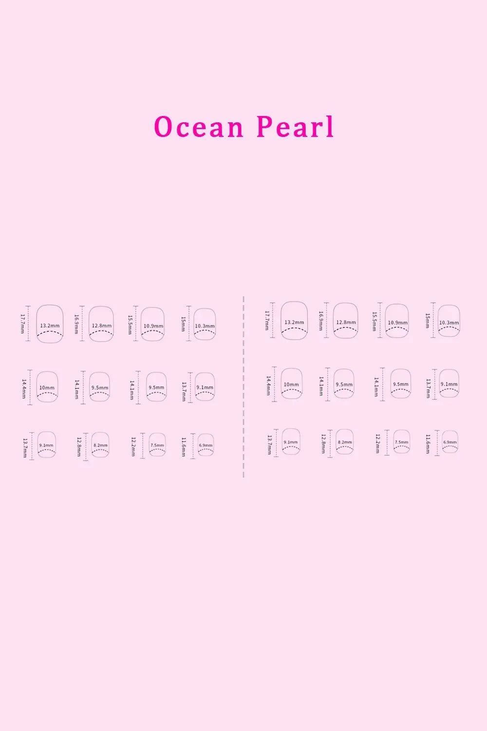 SO PINK BEAUTY press on nails 48-piece set with glue in Ocean Pearl design