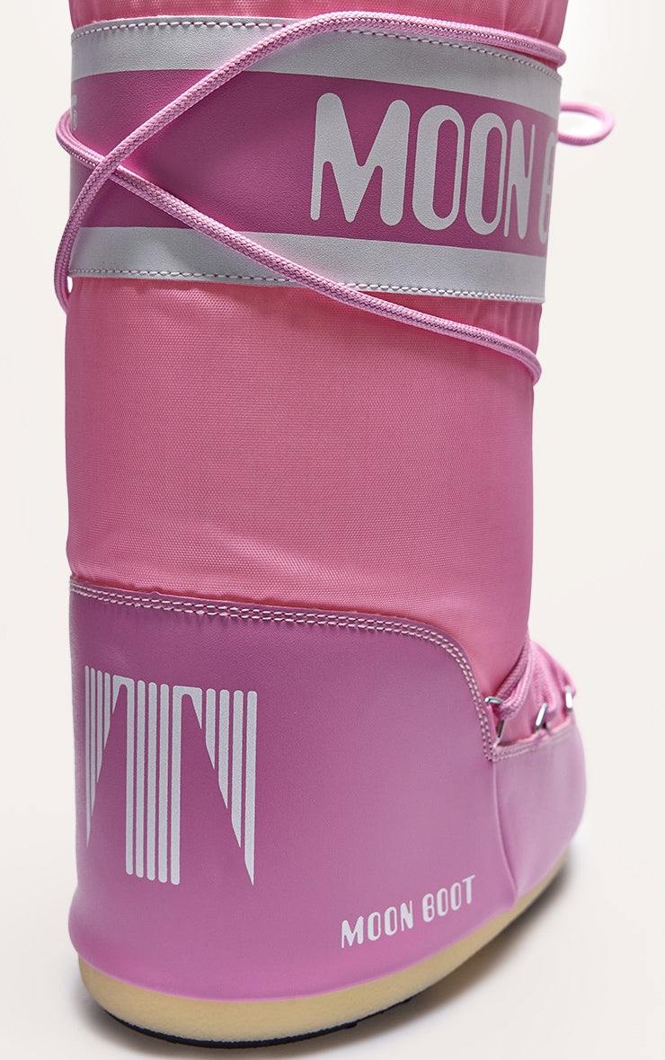 Moon Boot Pink ankle boot with lace-up design and water-repellent shell material