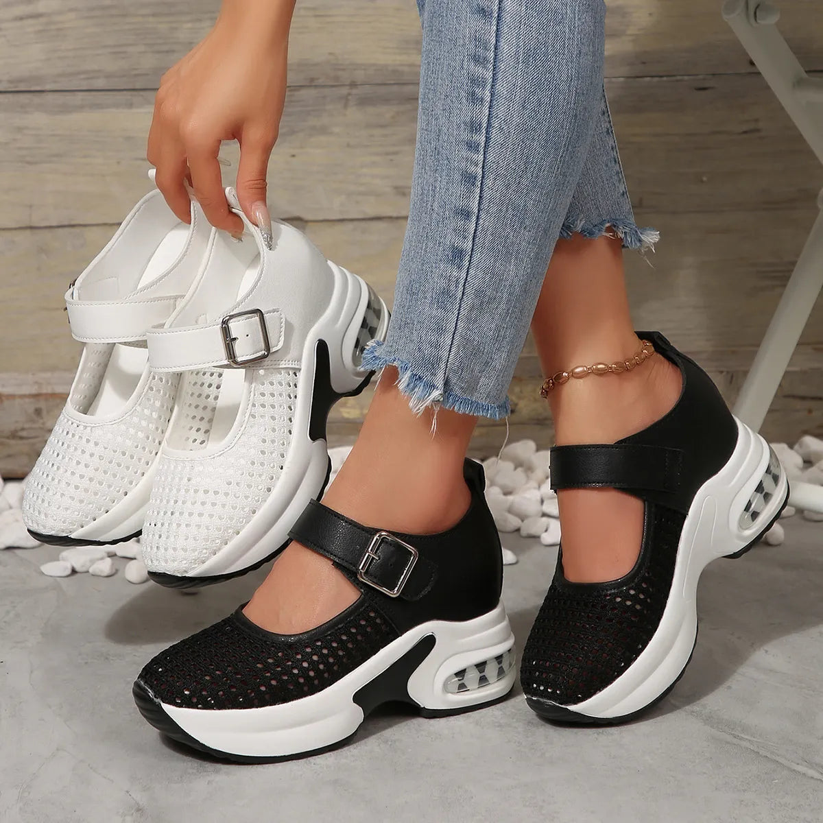 Breathable Mesh Platform Sneakers.