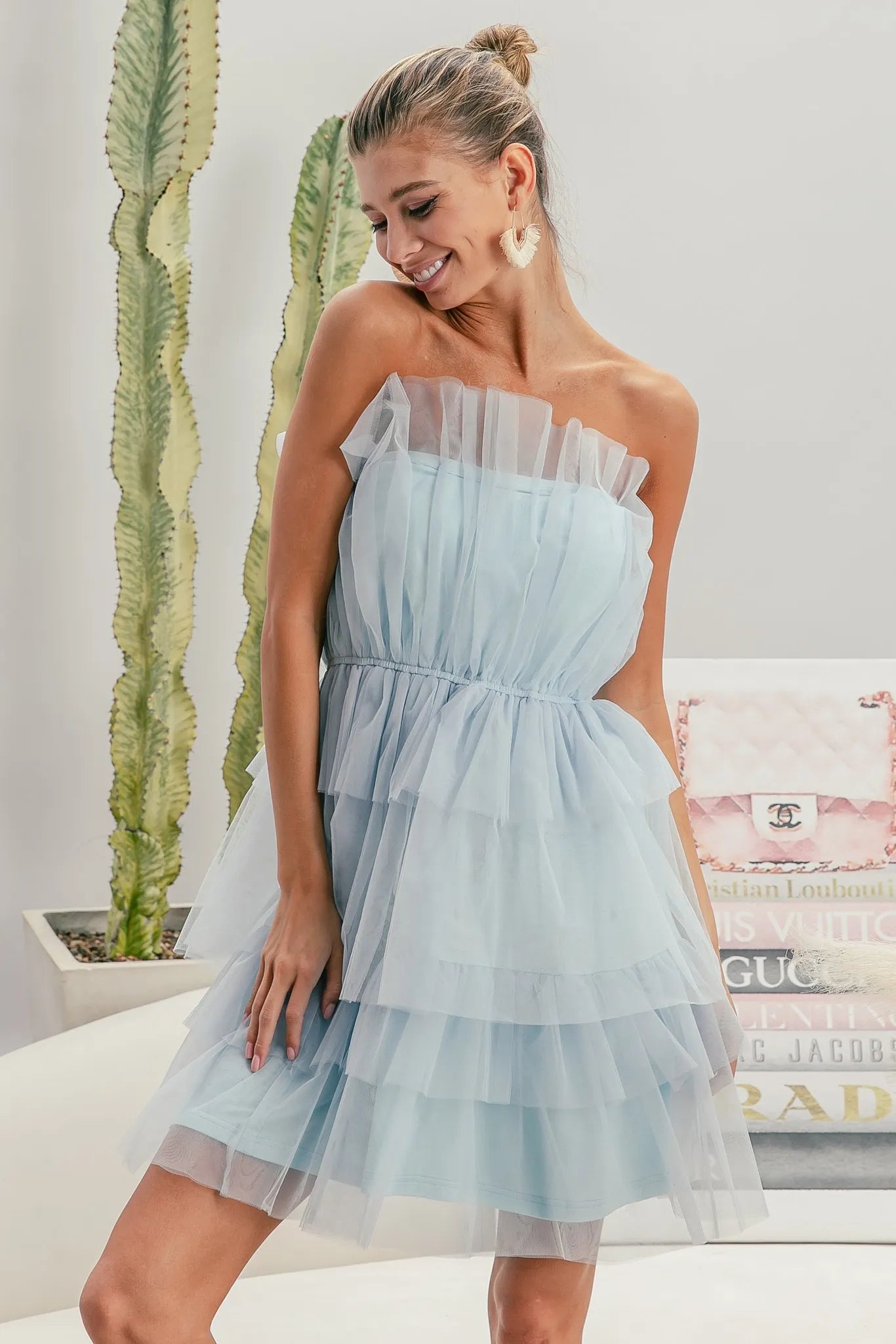 BiBi Sleeveless Layered Organza Dress.