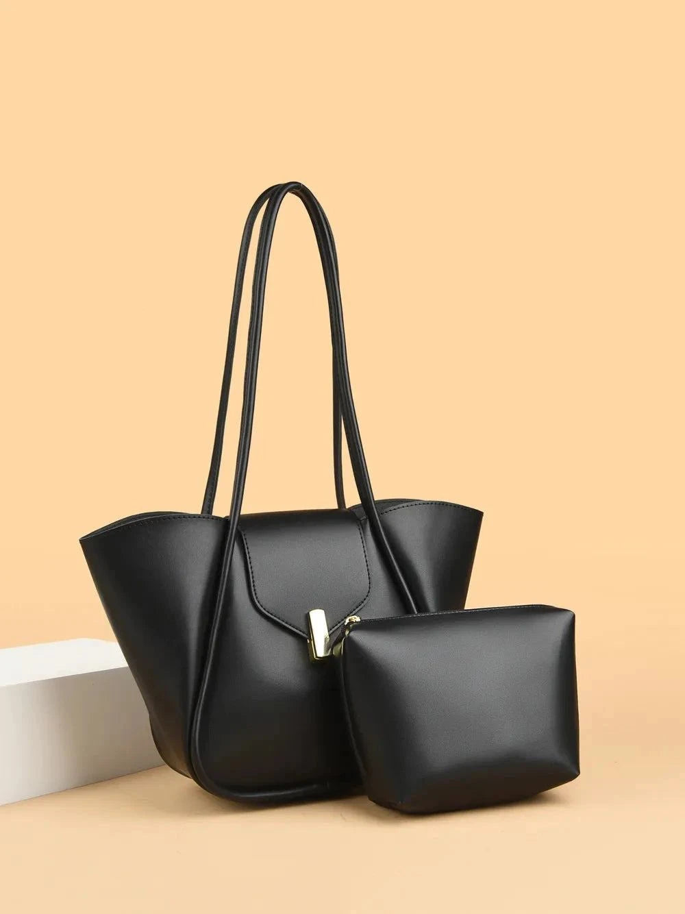 PU Leather Shoulder Bag with Pouch - Stylish and Versatile Accessory.