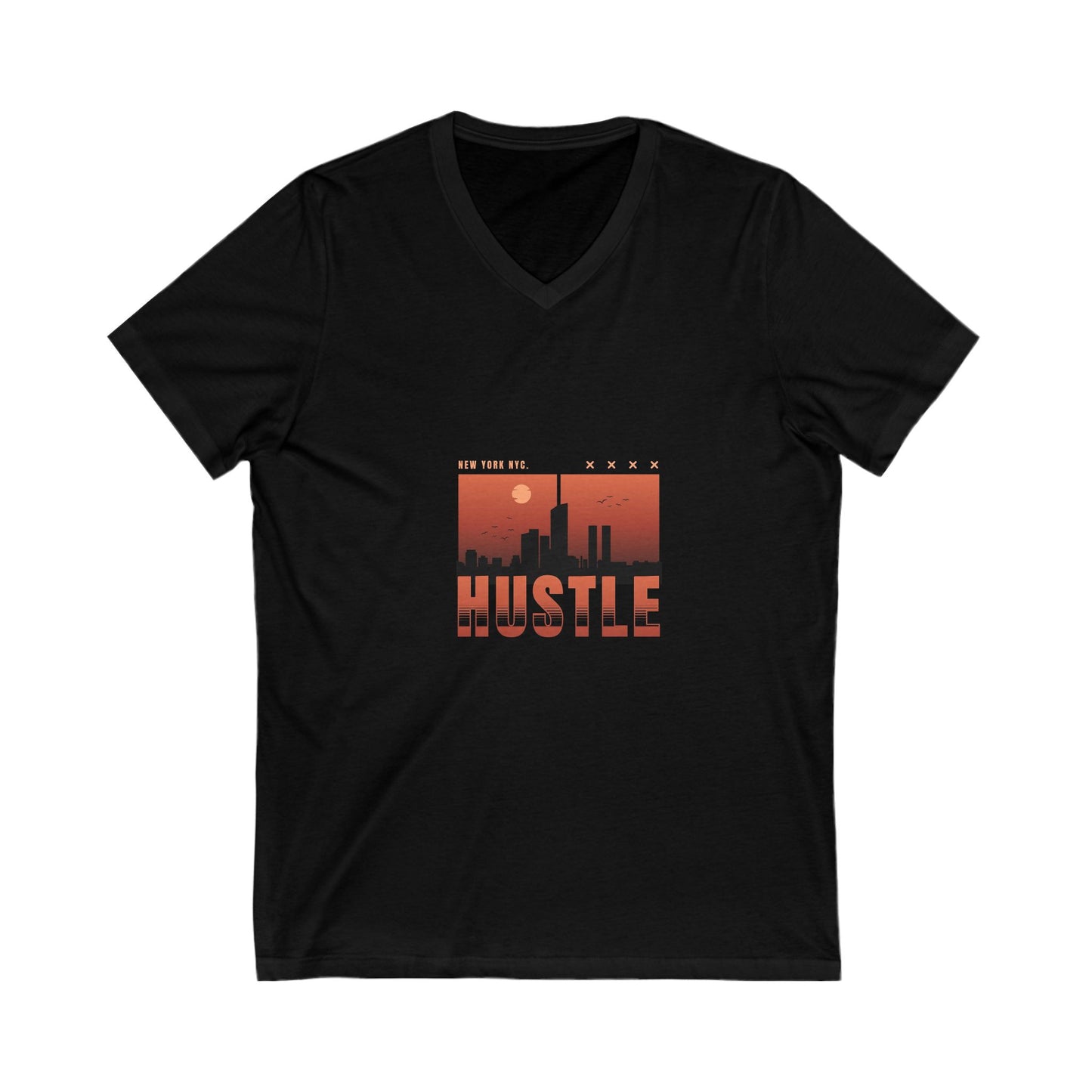 Motivational Hustle Tee, Unisex V-Neck Shirt, Inspirational Graphic T-Shirt, Casual Wear, Gift for Entrepreneurs