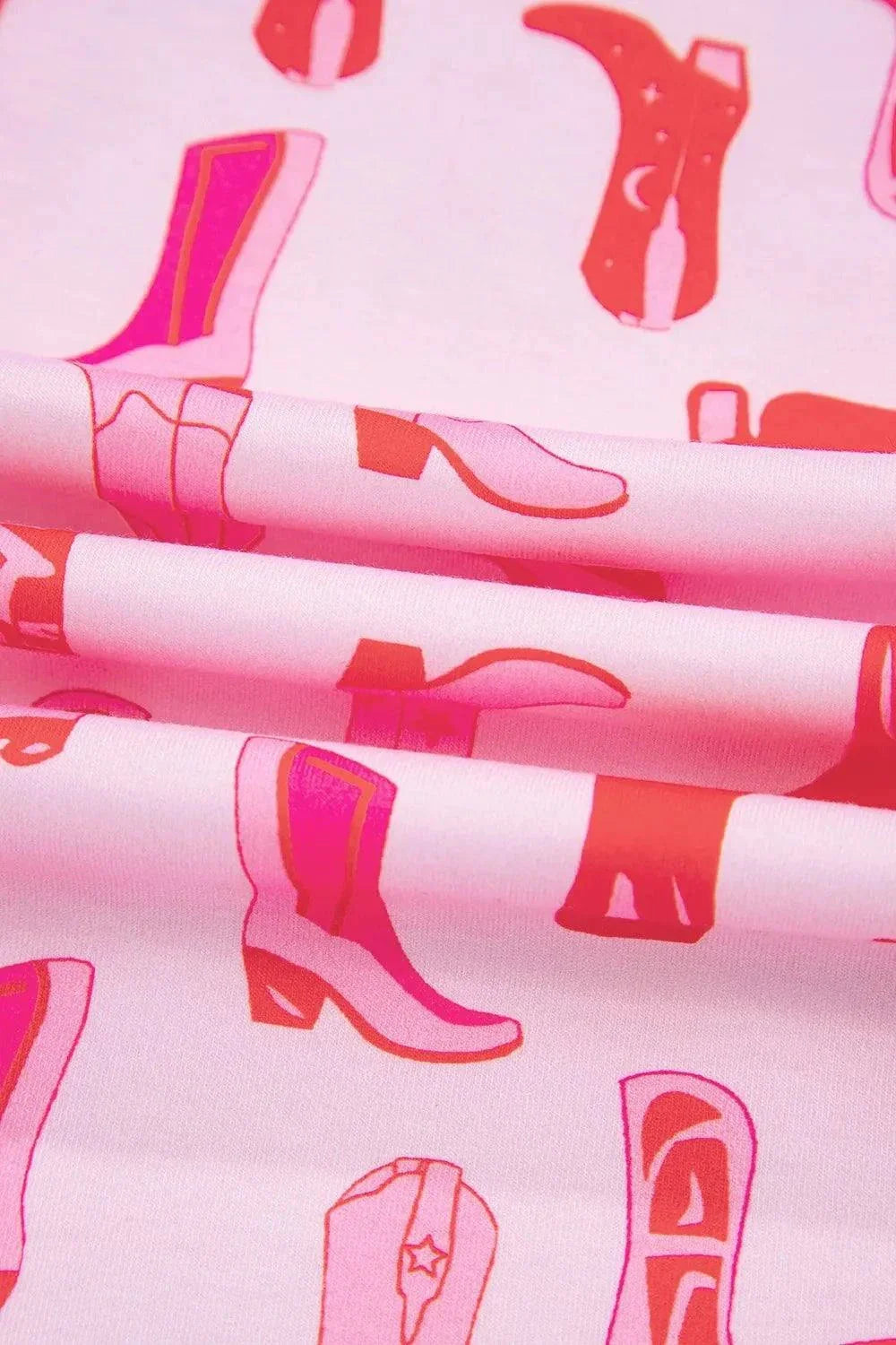 Cowgirl Boots Outfit Set - Printed Shirt and Shorts Set.