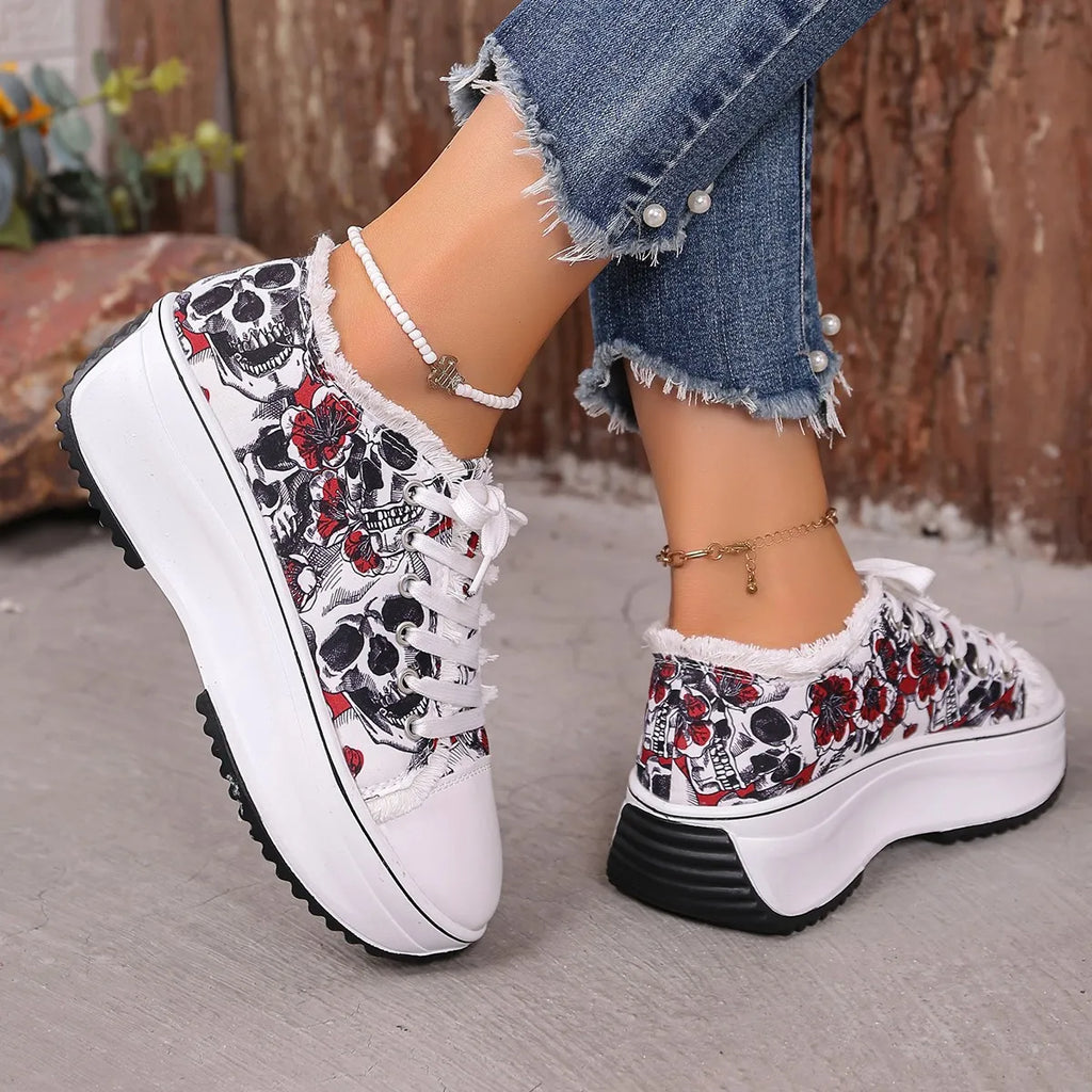 Printed Lace Up Platform Sneakers - Stylish Printed Platform Sneakers for Every Occasion.