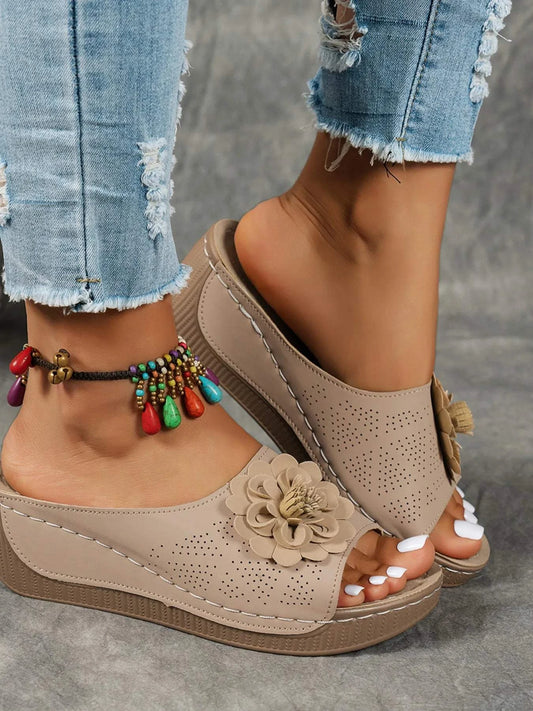 Flower Peep Toe Wedge Sandals for Stylish Comfort - Redemption By Ashley North