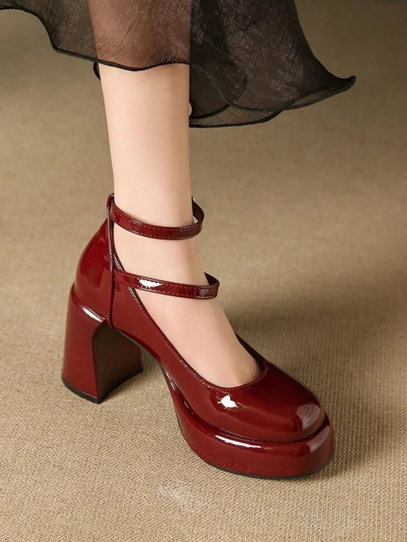 Patent Leather Mary Jane Platform Pumps.