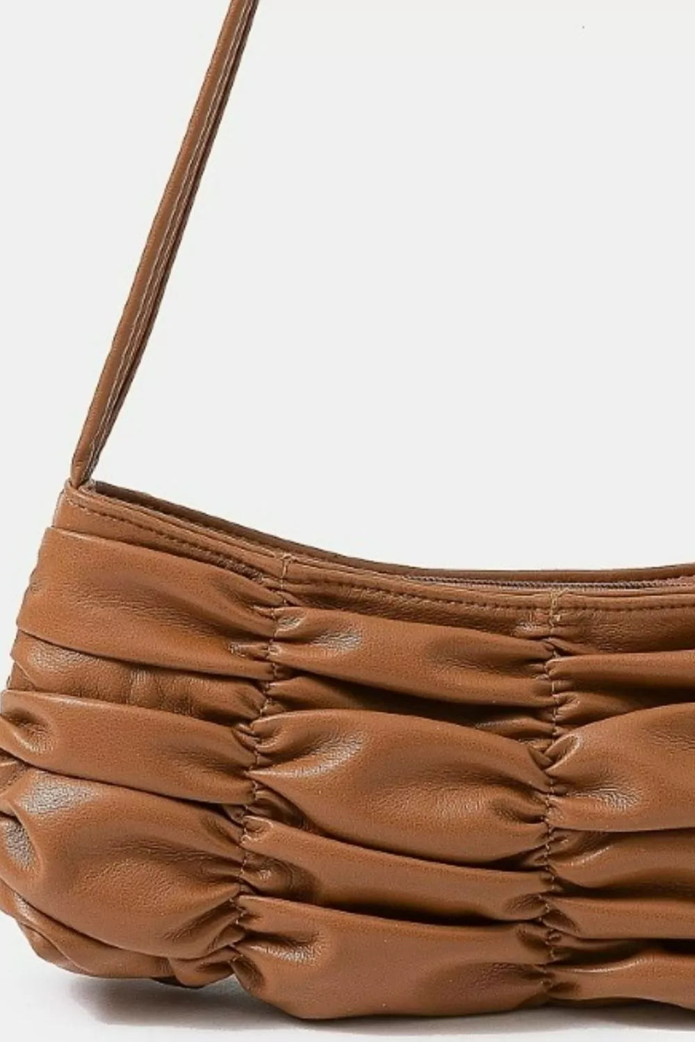 Fame Segmented Pleated Faux Leather Hand Bag.