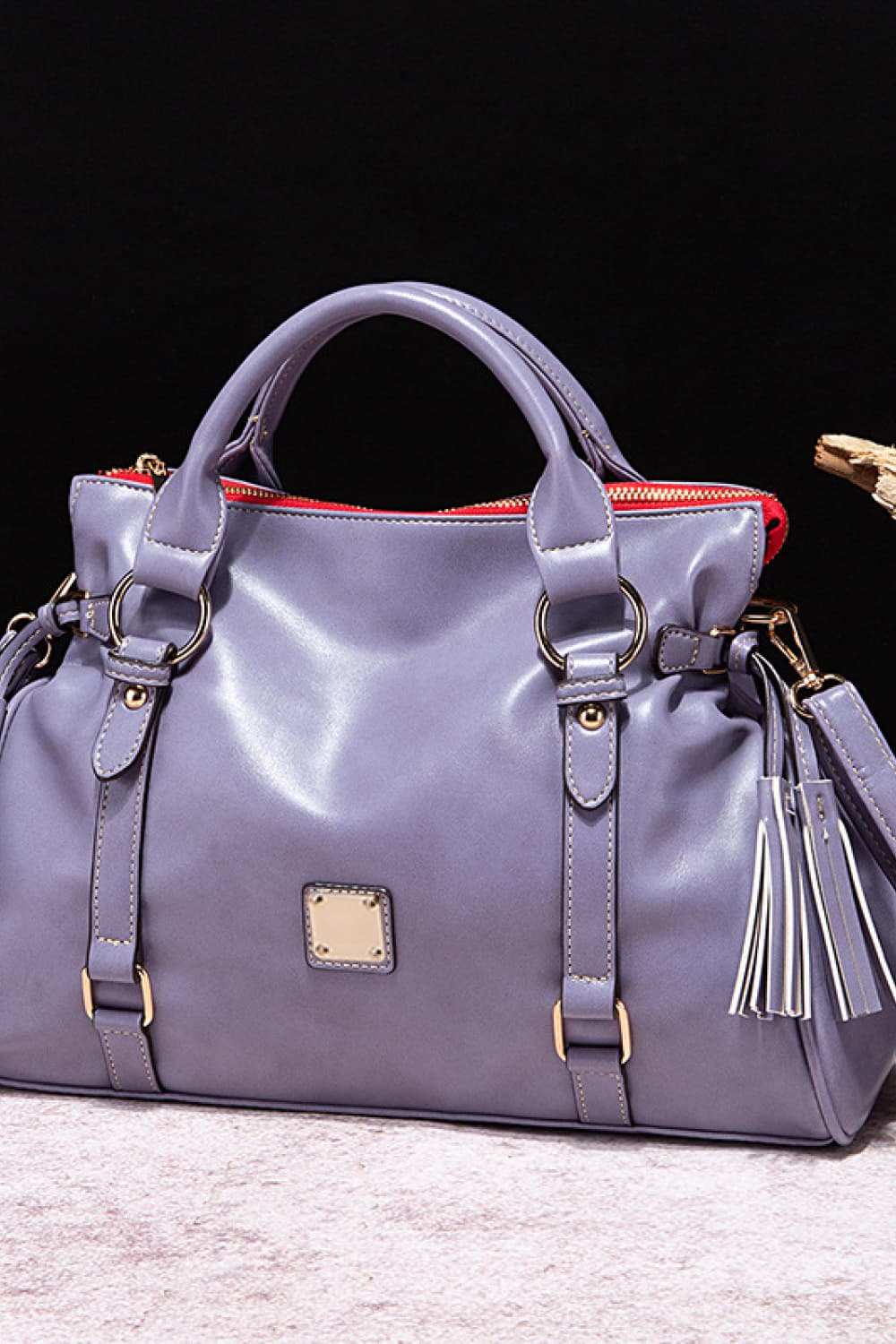 PU Leather Handbag with Tassels - Chic Everyday Tote Bag for Women.