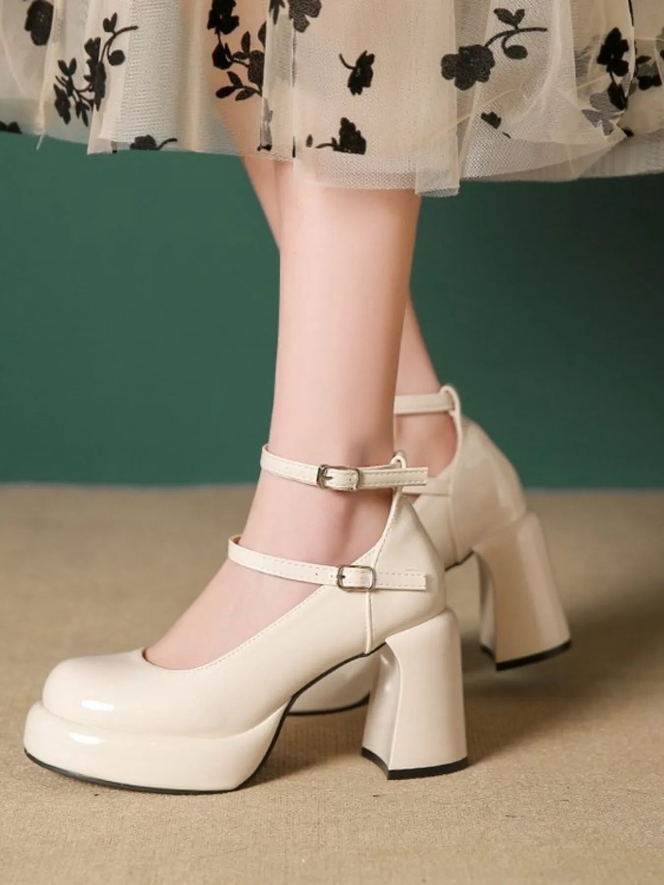 Patent Leather Mary Jane Platform Pumps.