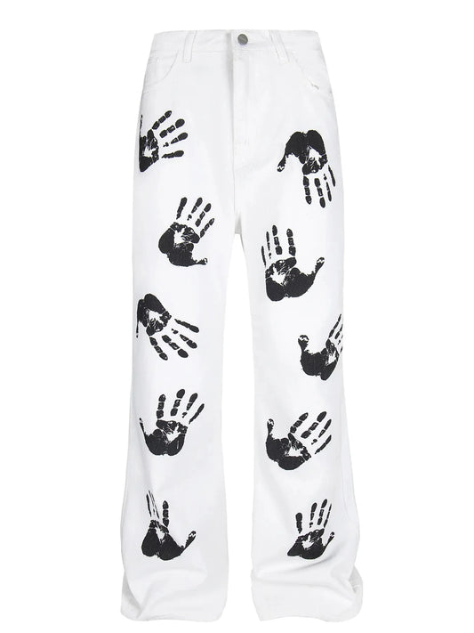 Men's Handprint Pattern Jeans