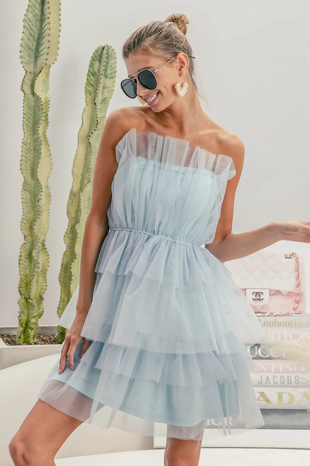 BiBi Sleeveless Layered Organza Dress.