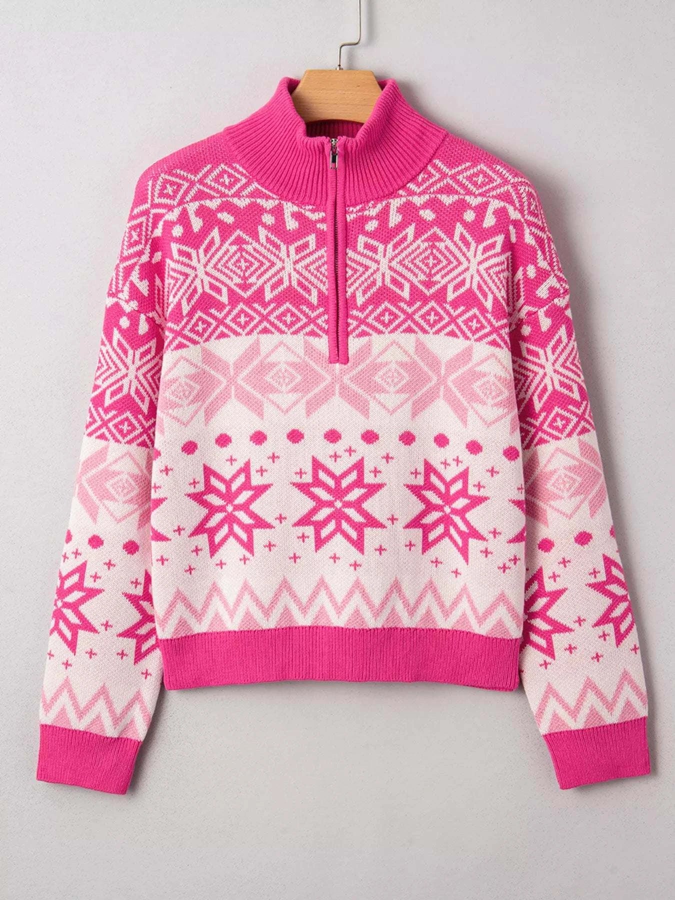 Christmas Snowflake Quarter Zip Collard SweaterFeatures:Zipper
Stretch:Slightly stretchy
Material composition:55% acrylic, 45% cotton
Care instructions:Machine wash cold. Tumble dry low.
Imported
Product MeasuremRedemption By Ashley NorthChristmas Snowflake Quarter Zip