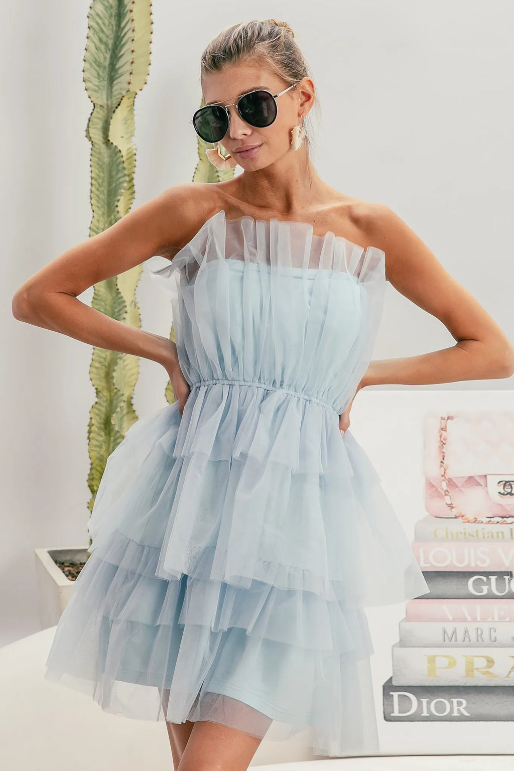 BiBi Sleeveless Layered Organza Dress.