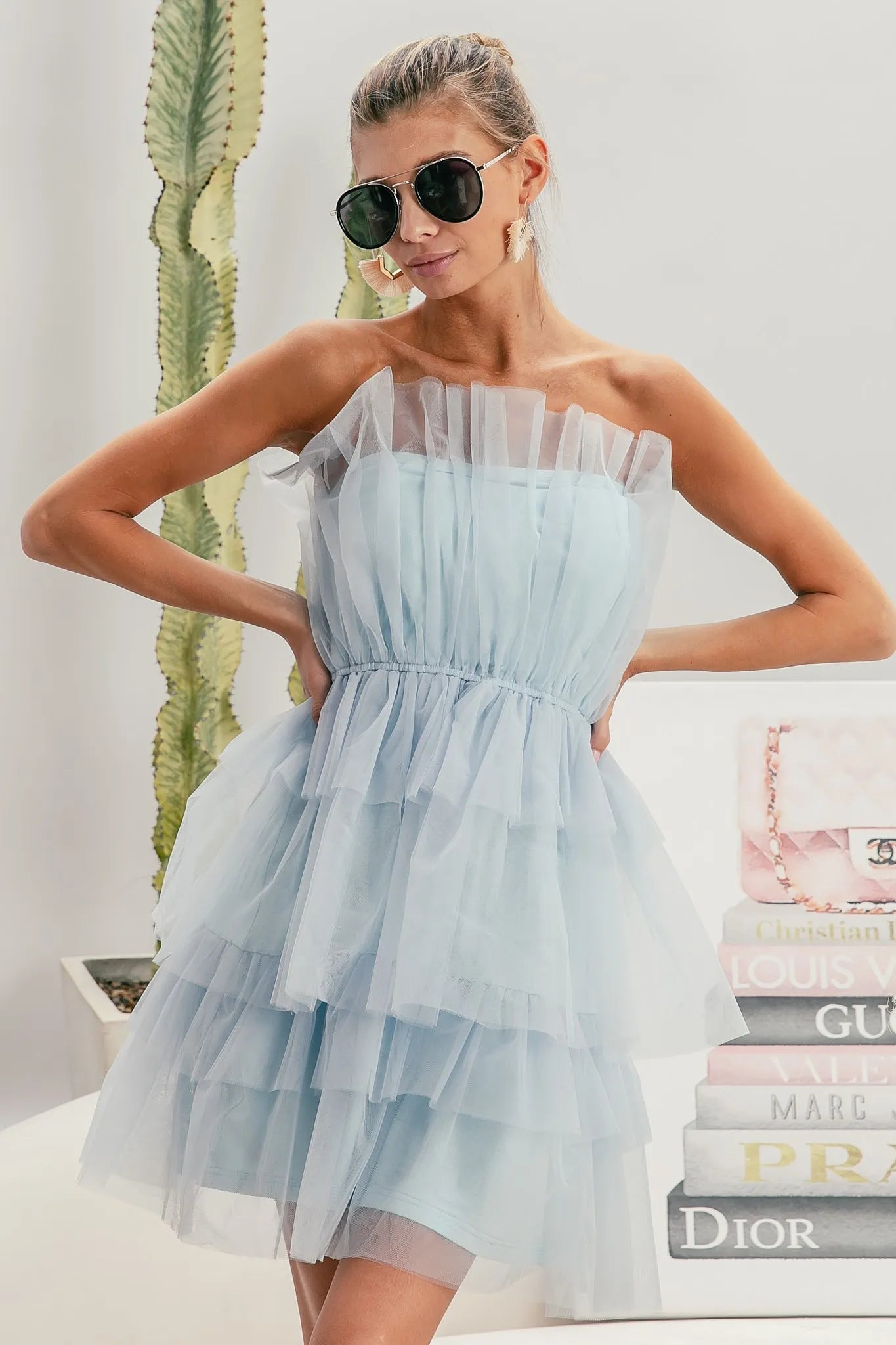BiBi Sleeveless Layered Organza Dress.