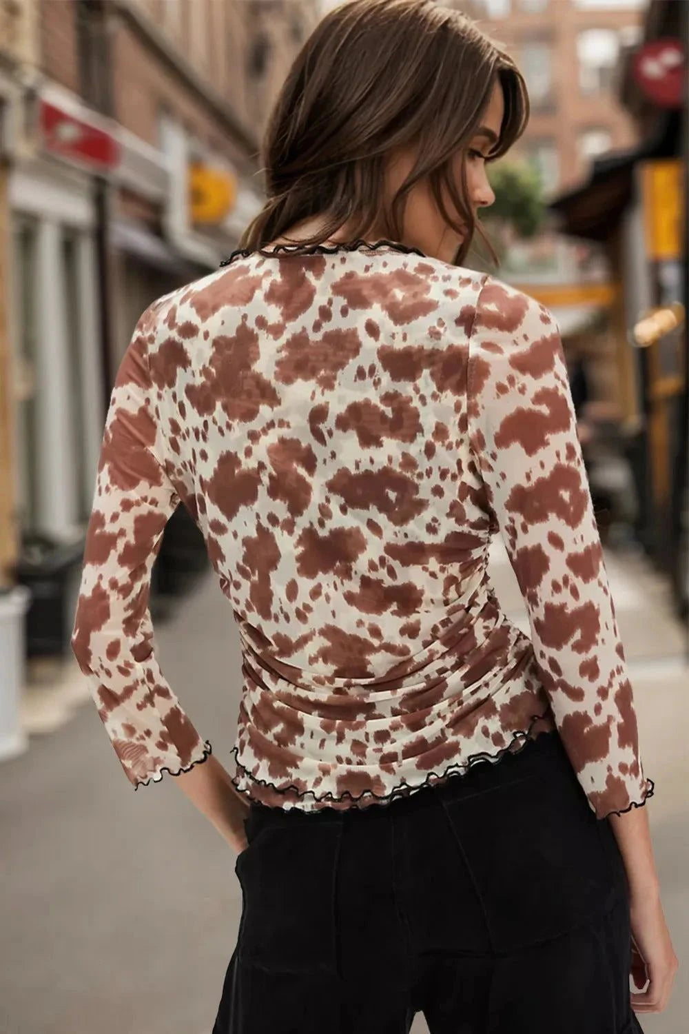 Oh Full Size Animal Print Button Down Top Plunge Style.