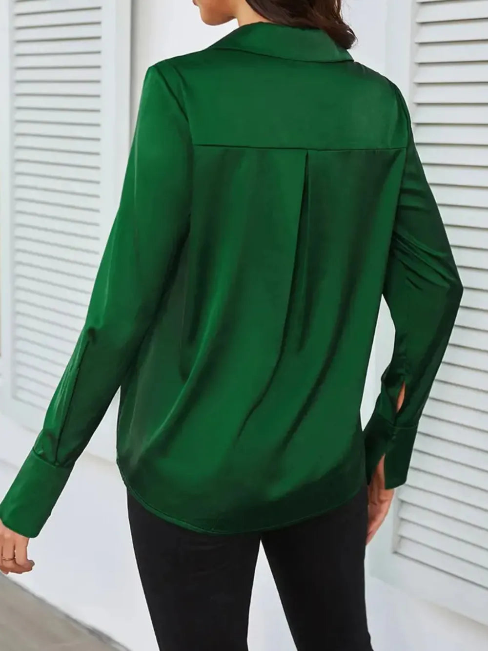 Button Up Collared Neck Long Sleeve Shirt.