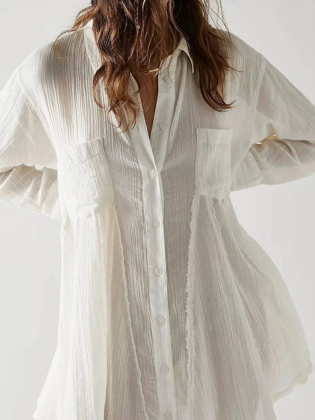 Textured Button-Down Shirt Dress for Stylish Casual Wear.