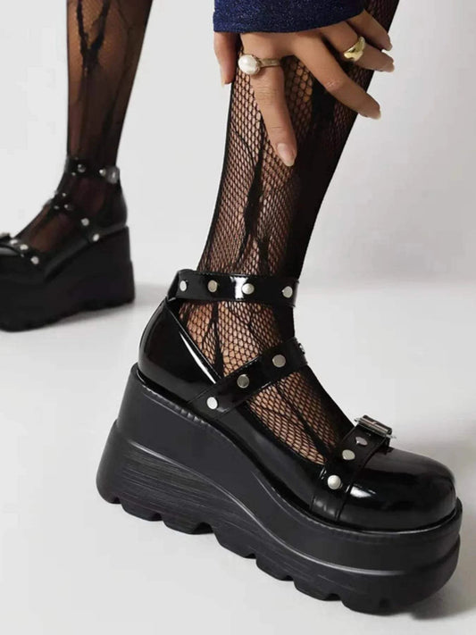 Platform Mary Jane Shoes with Triple Buckle Straps for Stylish Comfort - Redemption By Ashley North