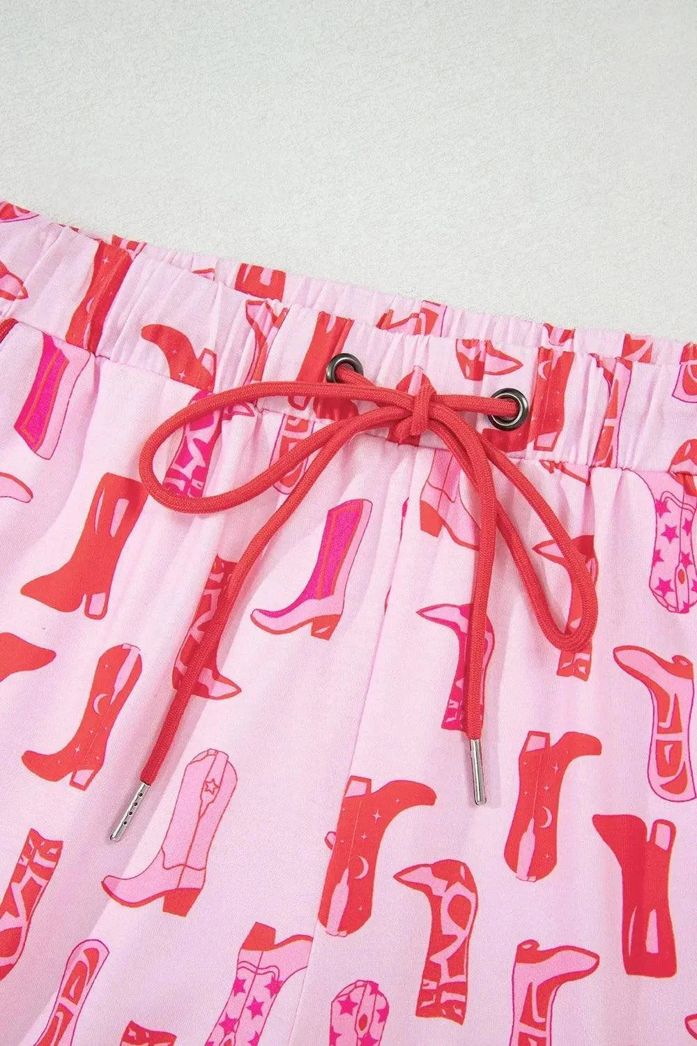 Cowgirl Boots Outfit Set - Printed Shirt and Shorts Set.