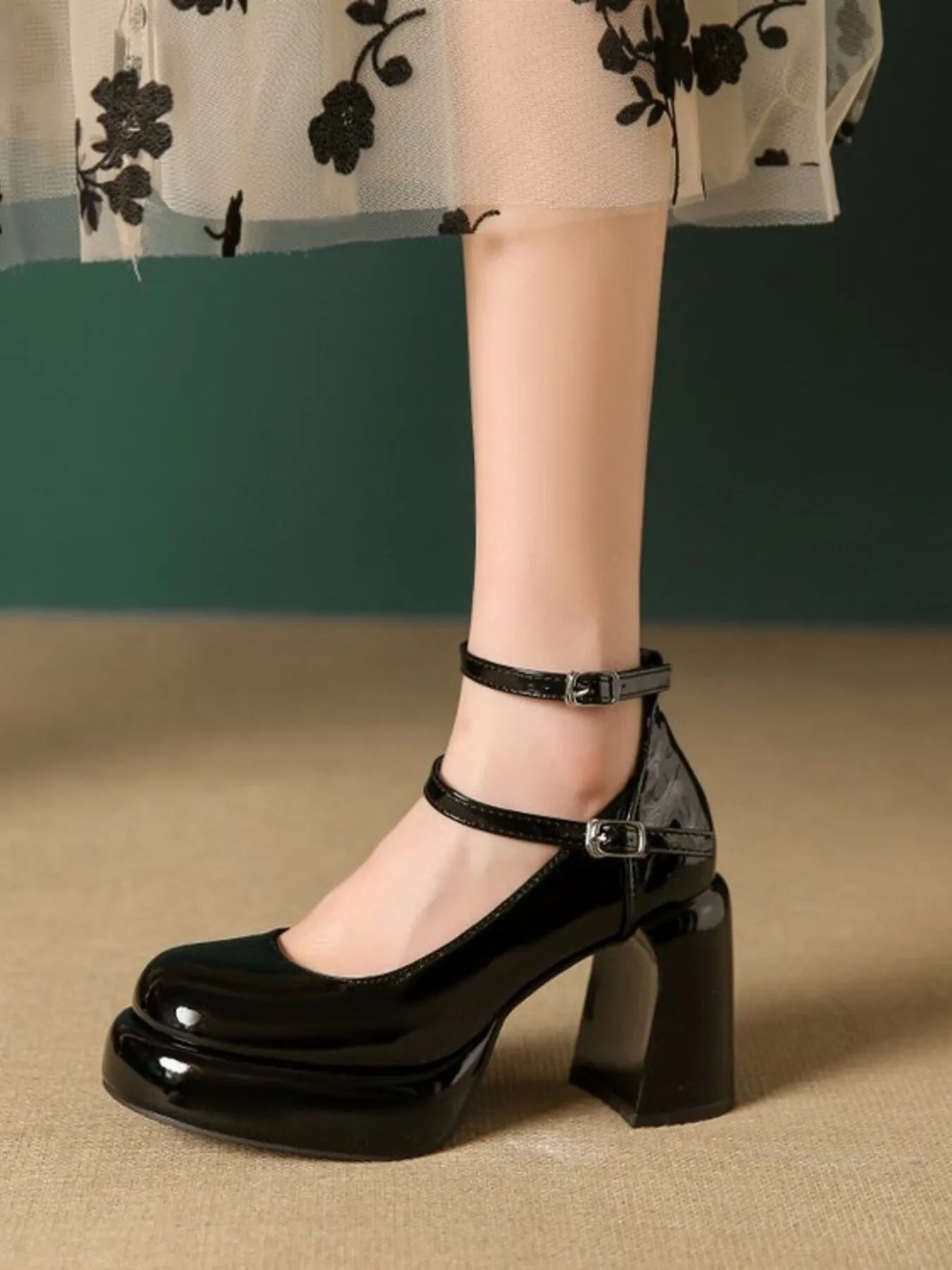 Patent Leather Mary Jane Platform Pumps.