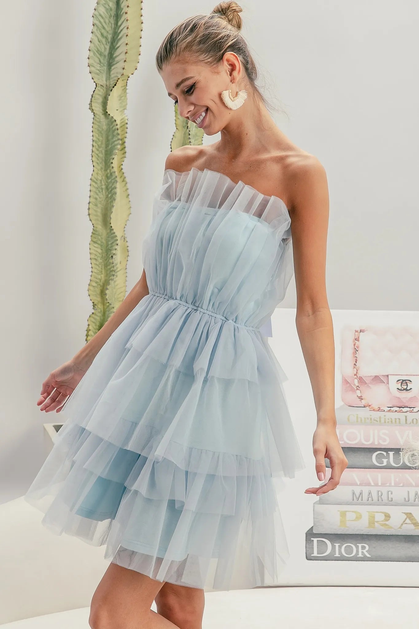 BiBi Sleeveless Layered Organza Dress.