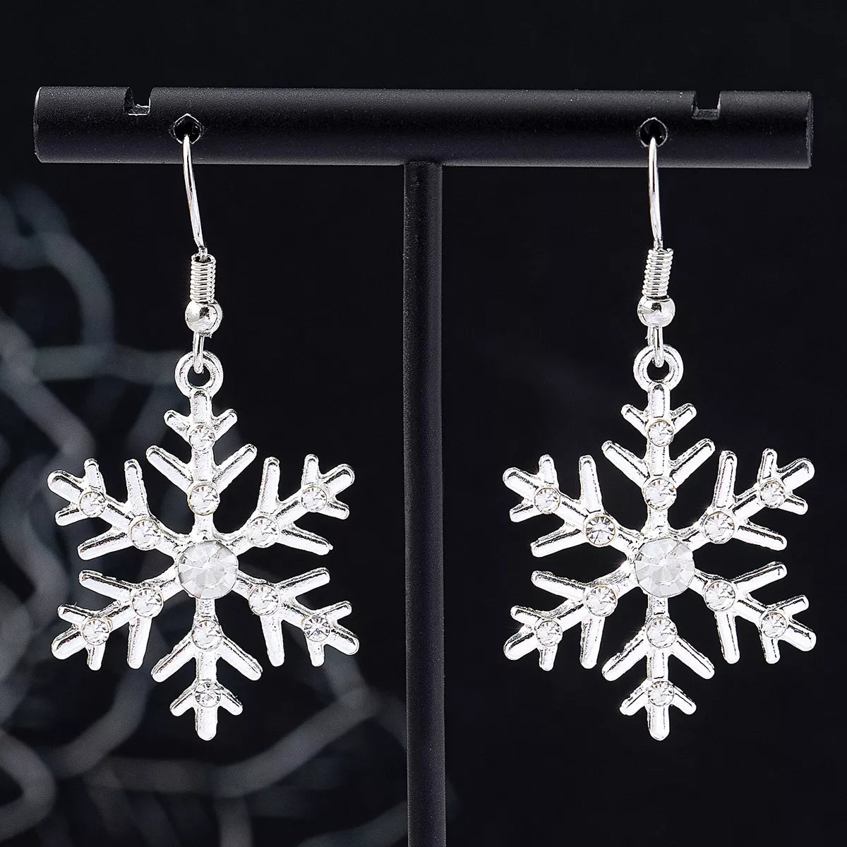 Christmas Snowflake Dangle Earrings.