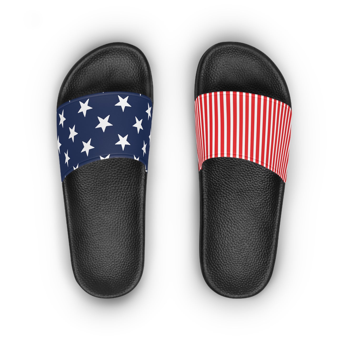 Patriotic Women's Slide Sandals with Star and Stripe Design for Summer Fun at Beach, Pool, BBQ, and Independence Day