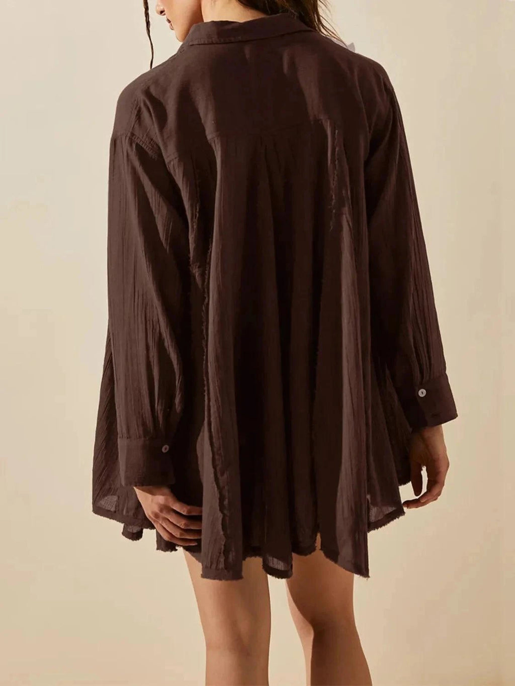 Textured Button-Down Shirt Dress for Stylish Casual Wear.