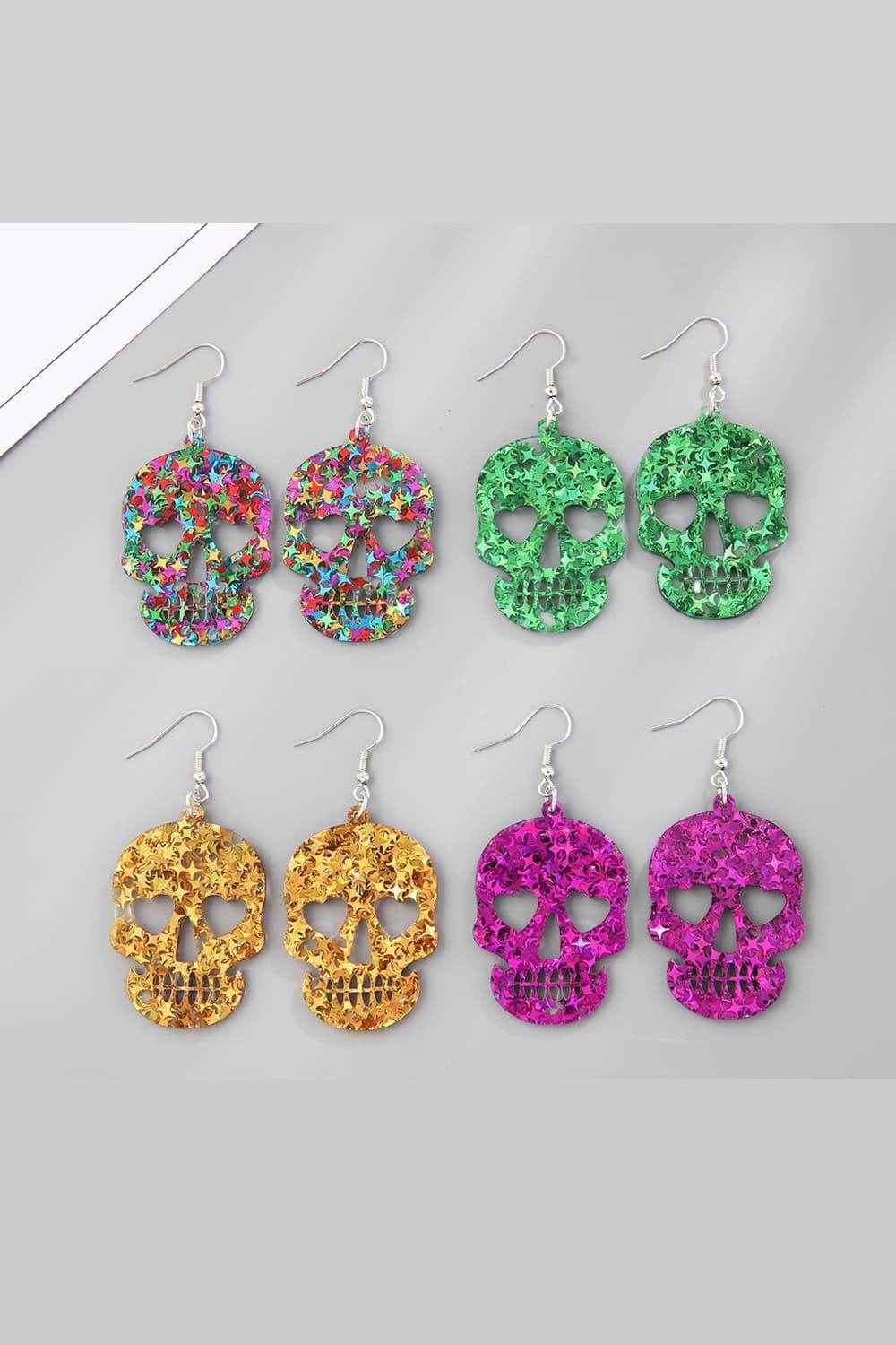 Acrylic Skull Drop Earrings - Stylish Statement Acrylic Skull Earrings for Unique Looks.