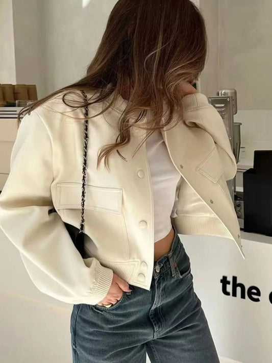 Full Size Cropped Snap Down Jacket Plus Size