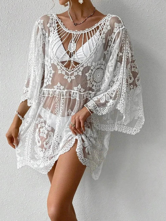 Lace Cover-Up: Elegant Round Neck Design - Redemption By Ashley North