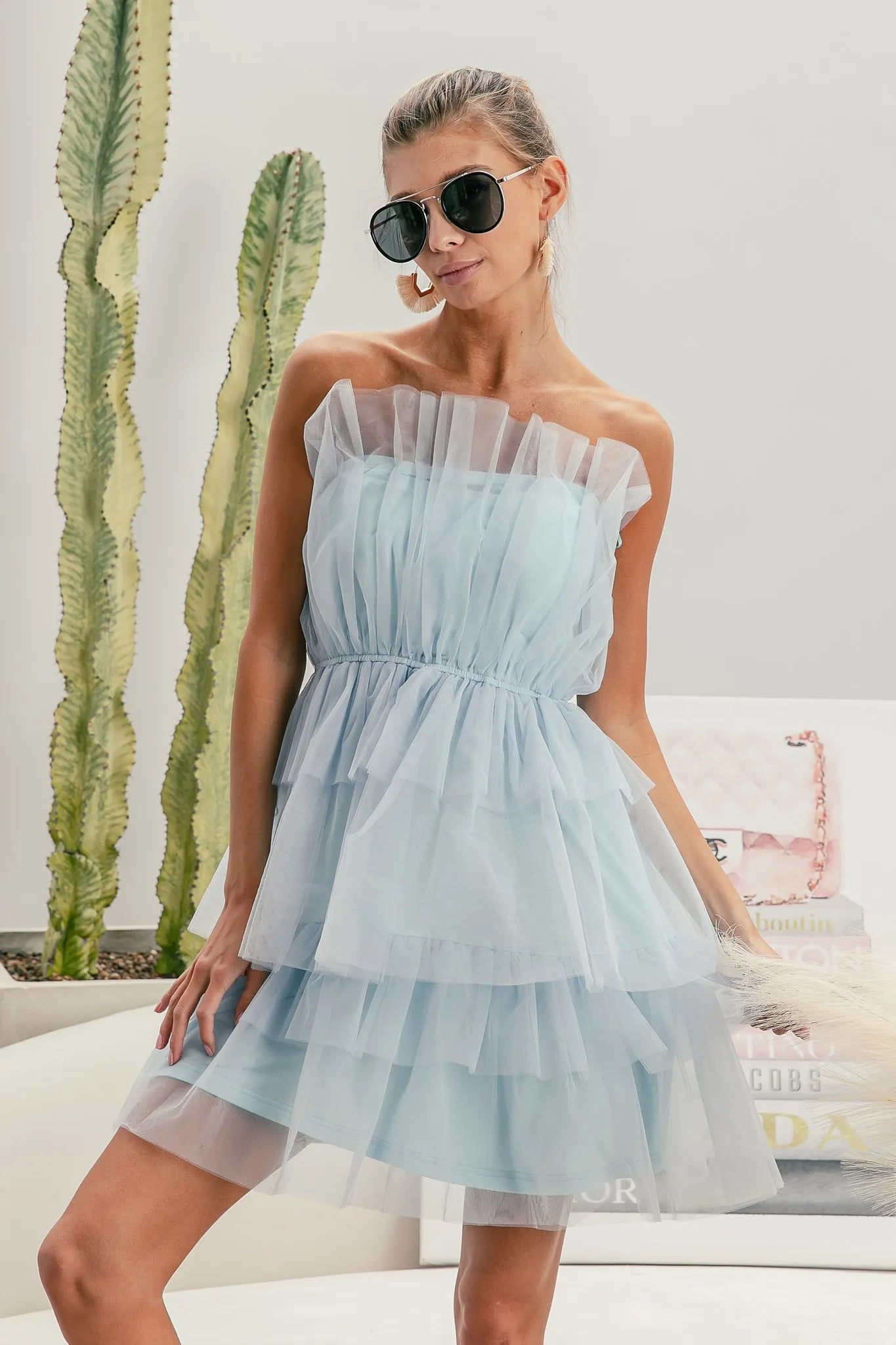 BiBi Sleeveless Layered Organza Dress.