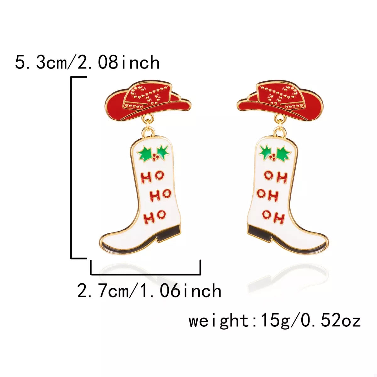Christmas Cowboy Boots Earrings.