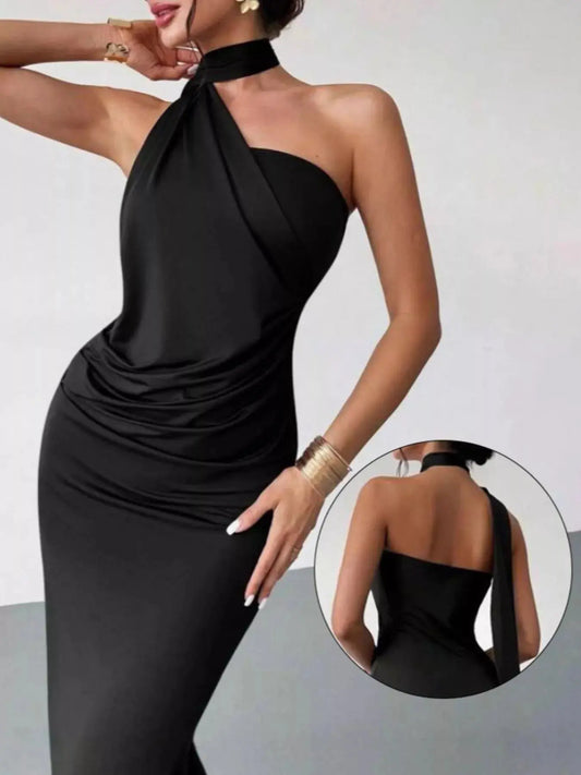 Halter Neck Ruched Bodycon Midi Dress - Redemption By Ashley North