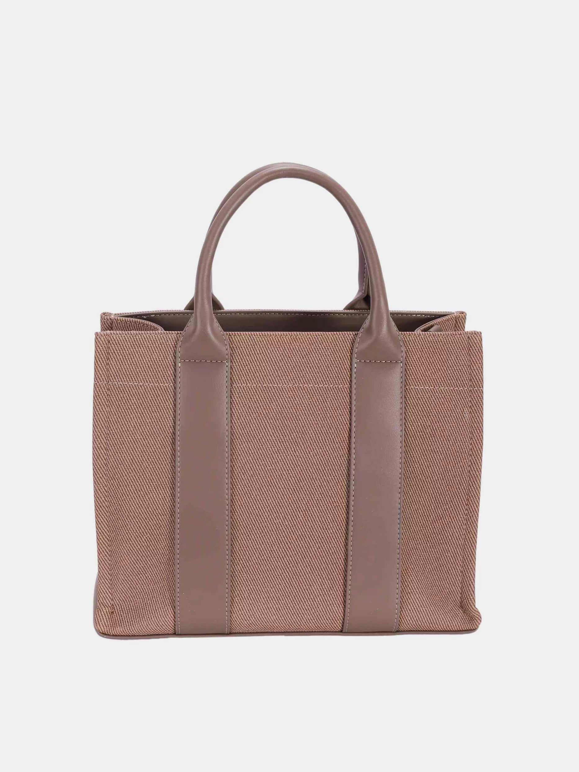 David Jones Canvas Tote Handbag with Contrast Leather Handles.