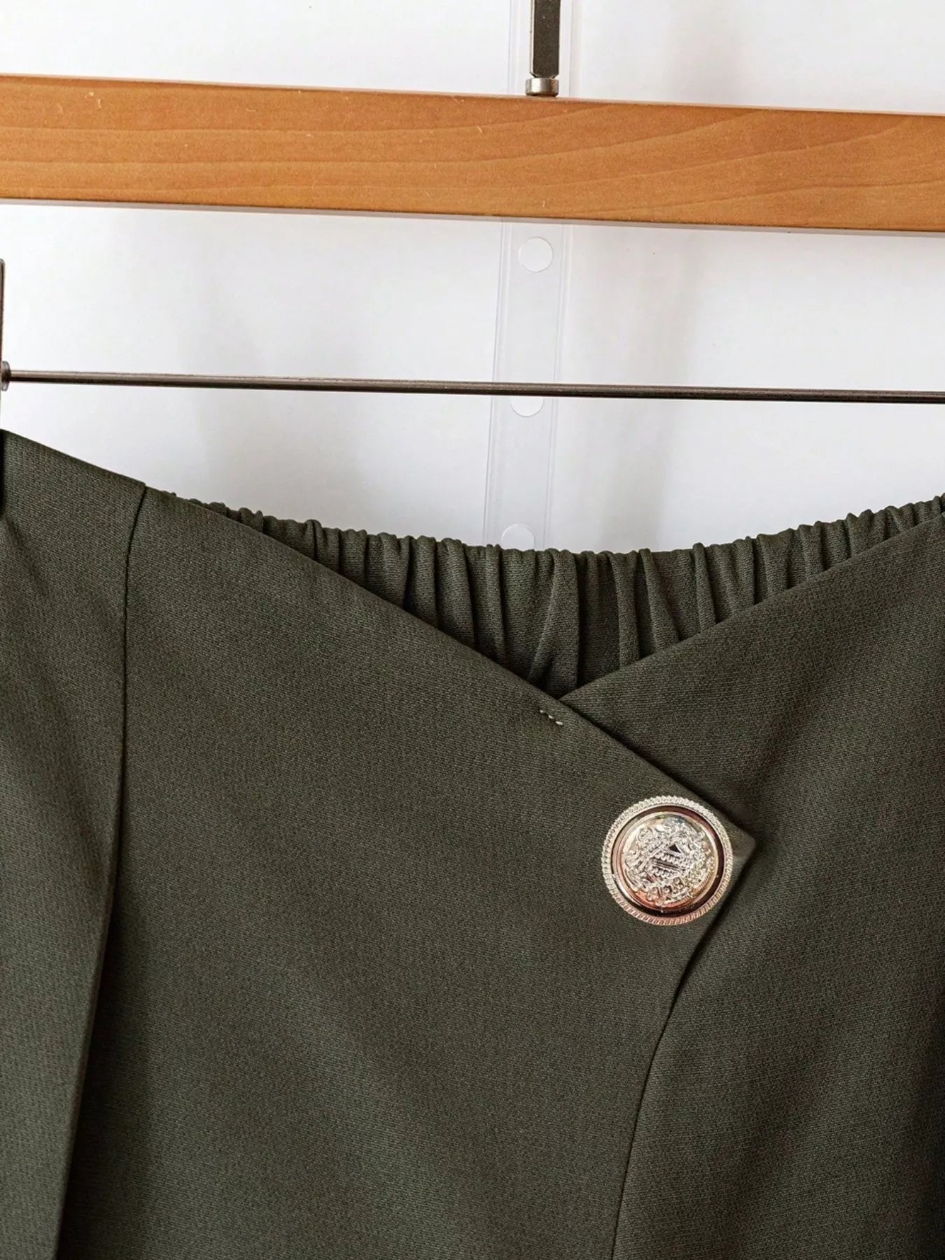 Wide-Leg Button-Accent Pants.