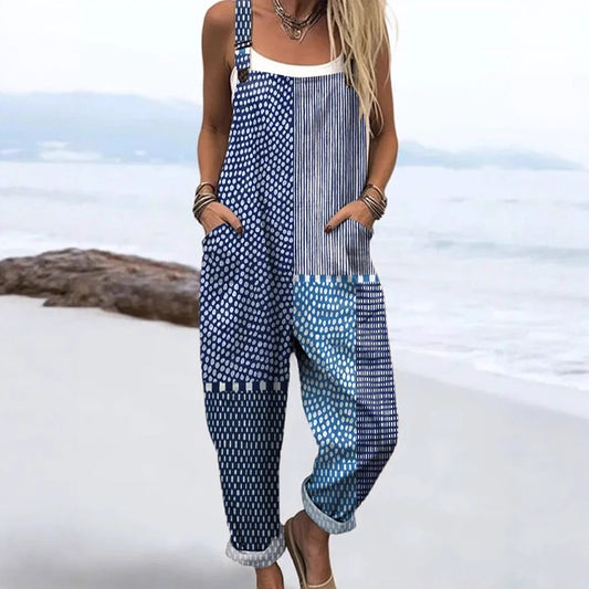 Women's Retro Jumpsuit - Casual Loose Sleeveless Jumpsuit for Women