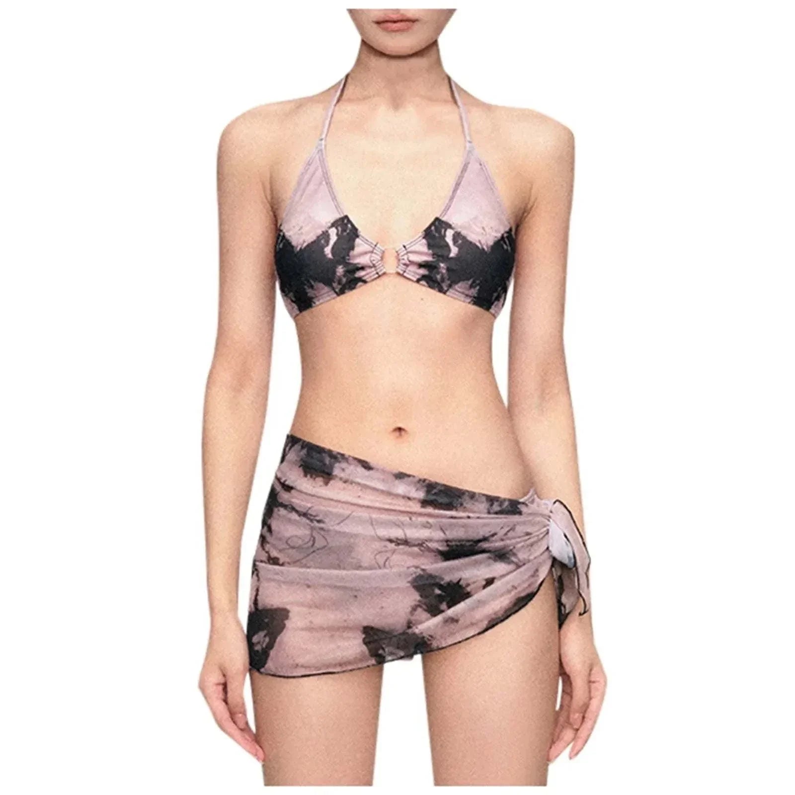 Fashion Three Piece Swimsuit Set Y2K Style for Women - Matching Bikini for Small Bust.