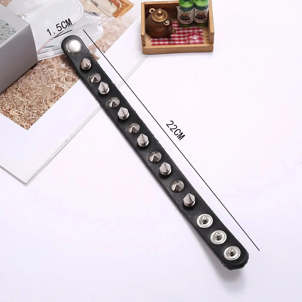 New 3PCS/Set Black Goth Emo Boho Bracelets For Men Women Punk Gothic Spike Rivets PU Leather Bracelet Bangles Party Jewelry Gift
