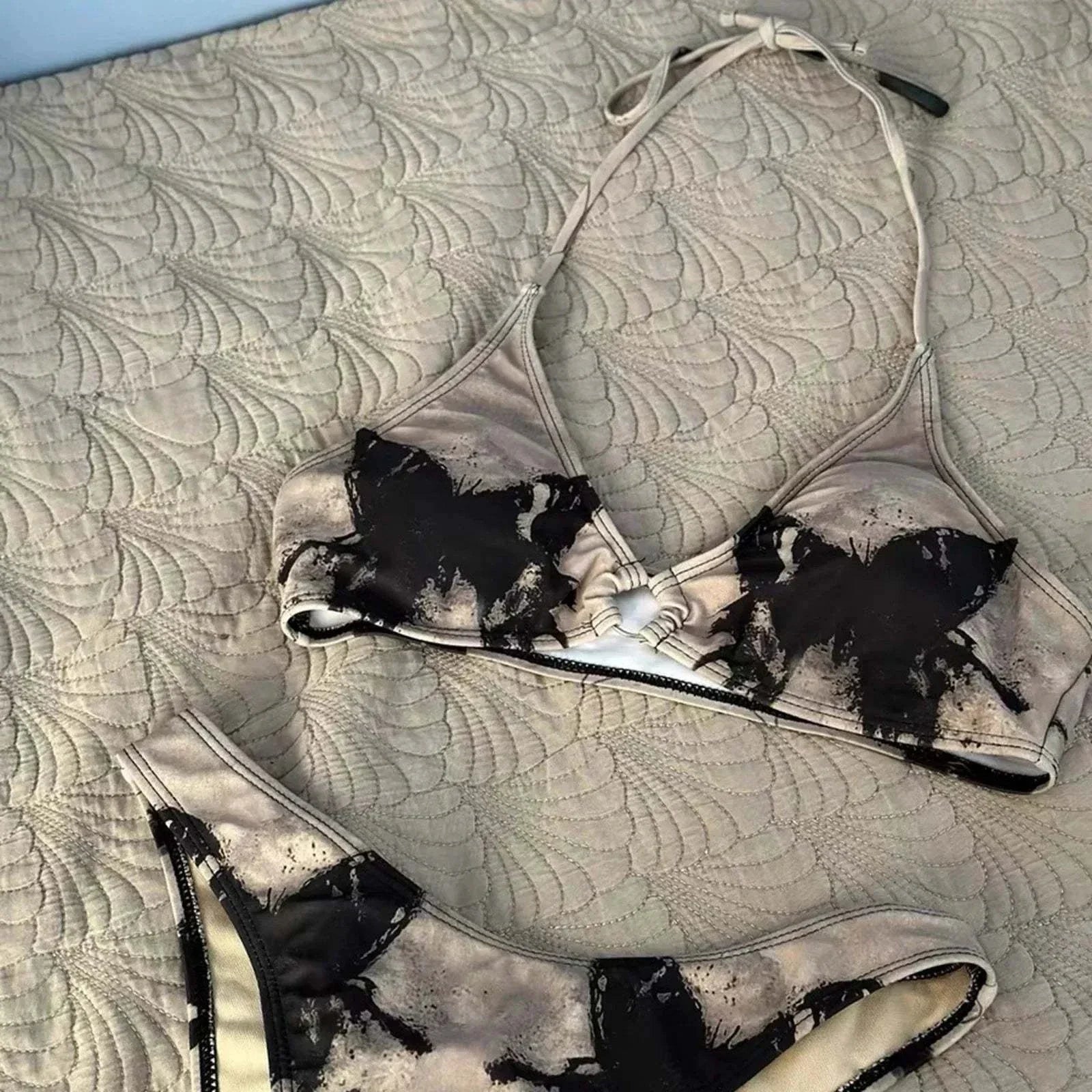 Fashion Three Piece Swimsuit Set Y2K Style for Women - Matching Bikini for Small Bust.