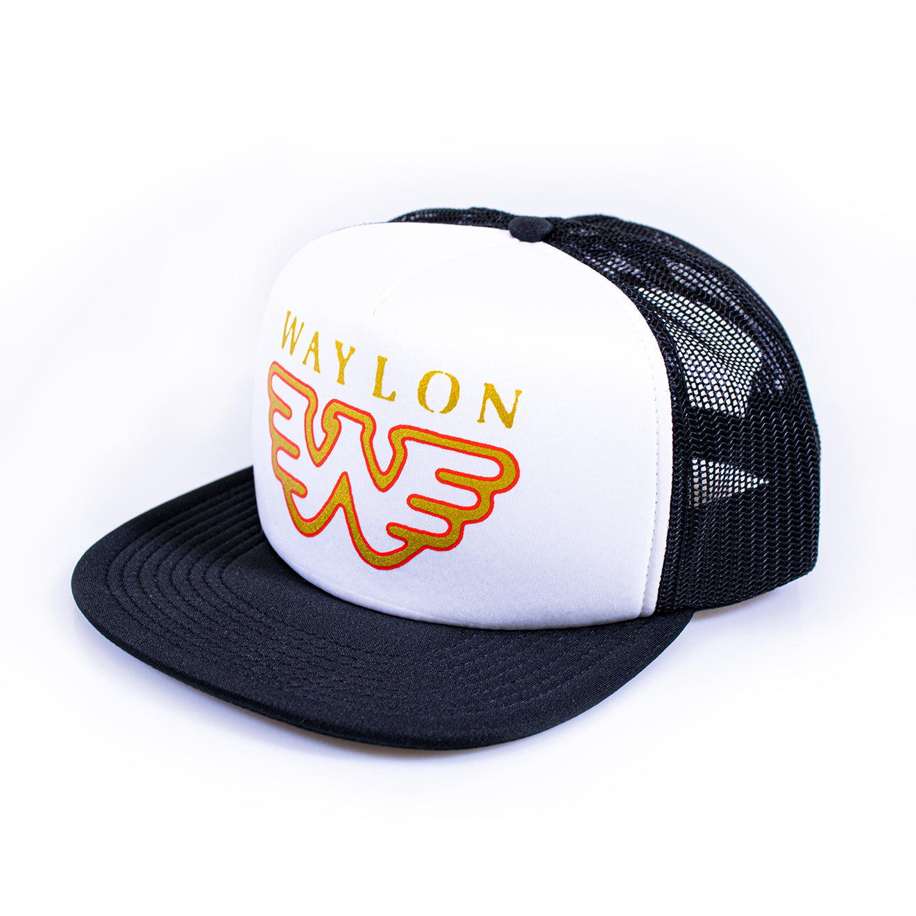 Waylon Jennings Distressed Flying W Trucker Hat - White