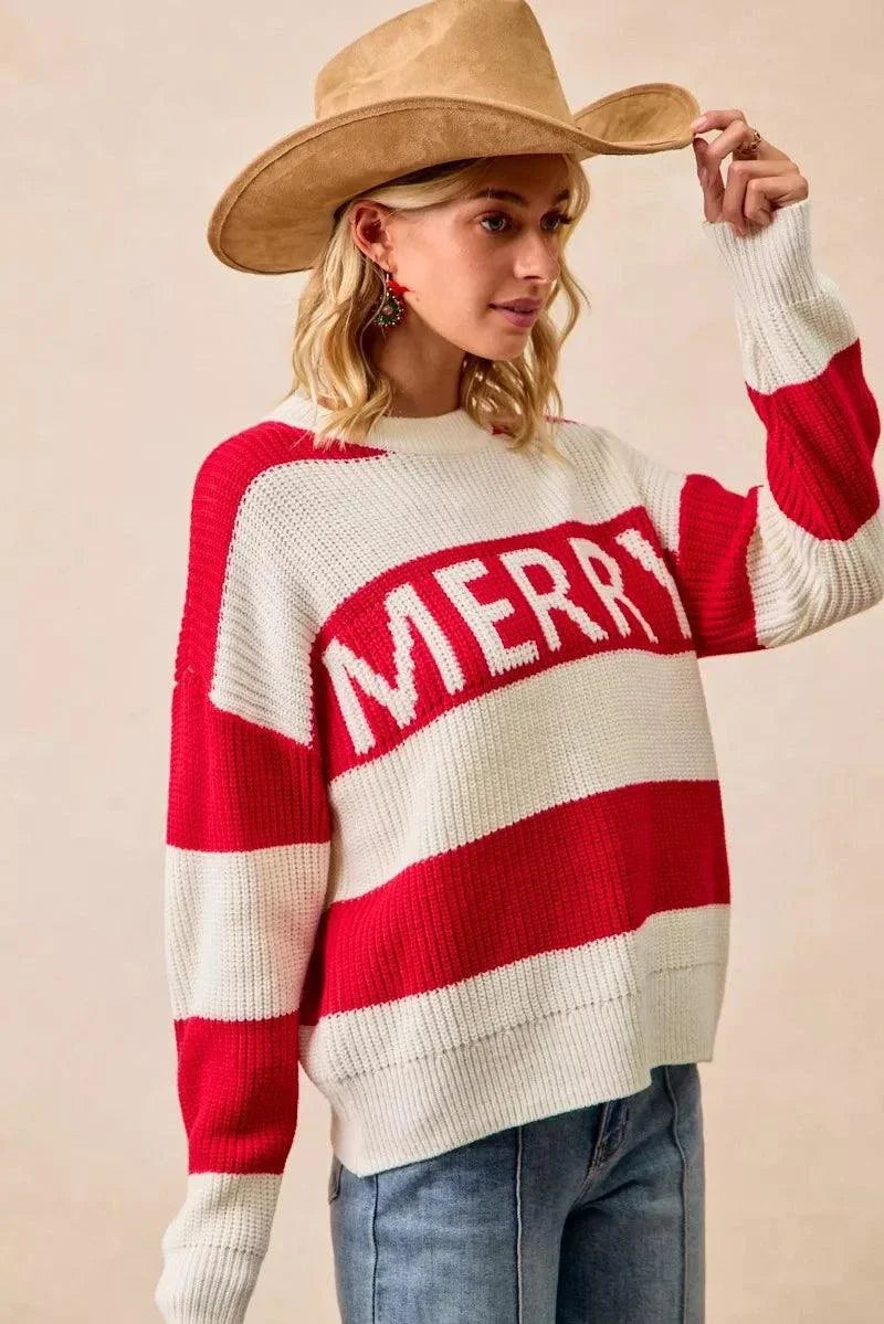 BiBi Christmas Merry Lettering Sweater.
