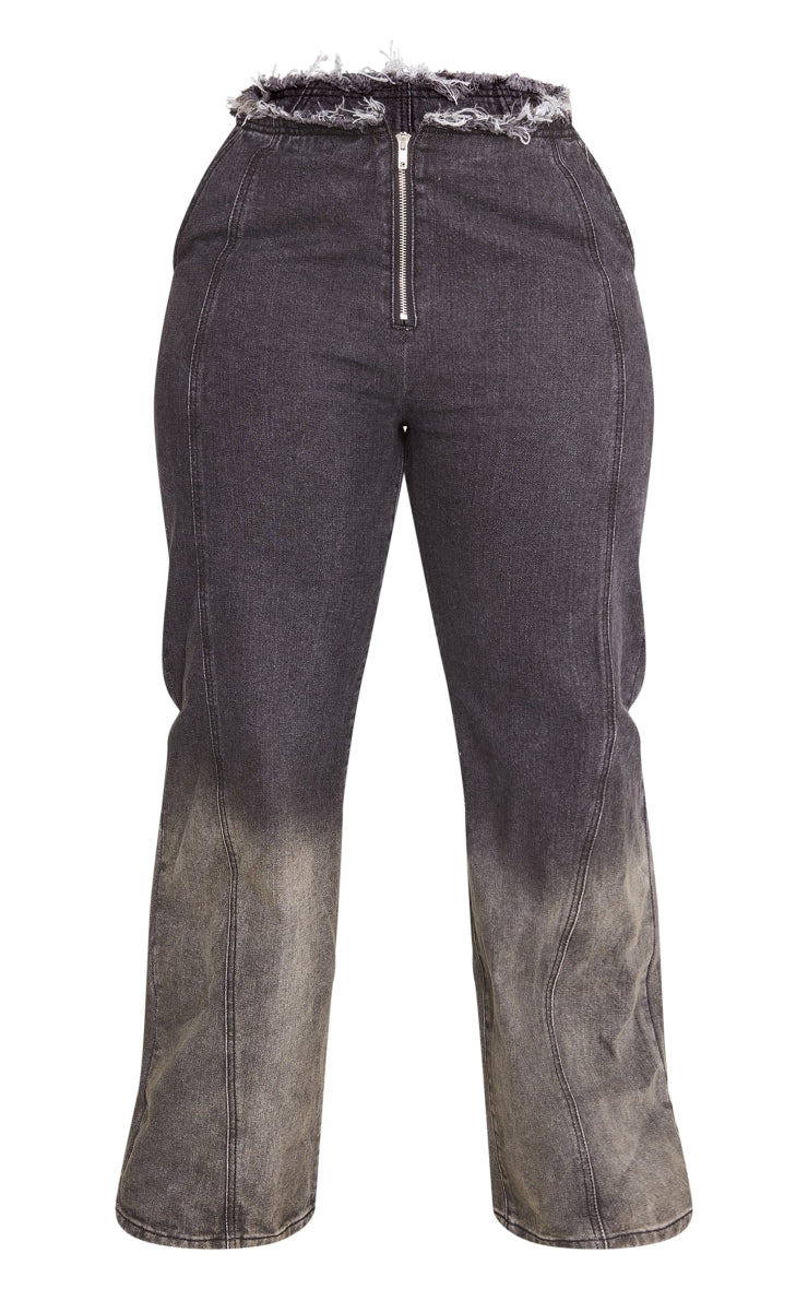 Plus Washed Black Zip Front Denim Jeans.
