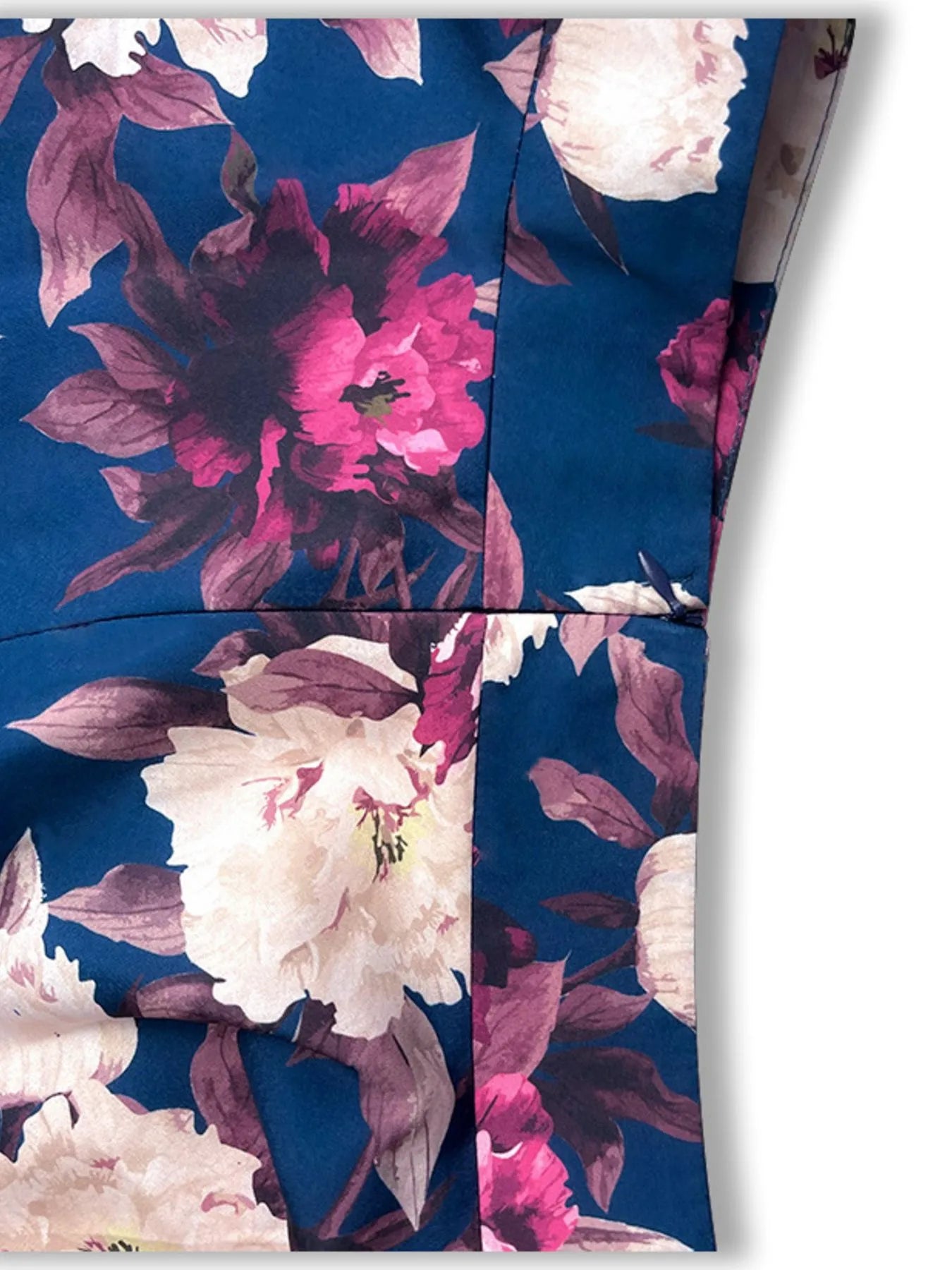 Plus size full size floral cami with layered skirt set in dark blue and pink floral pattern