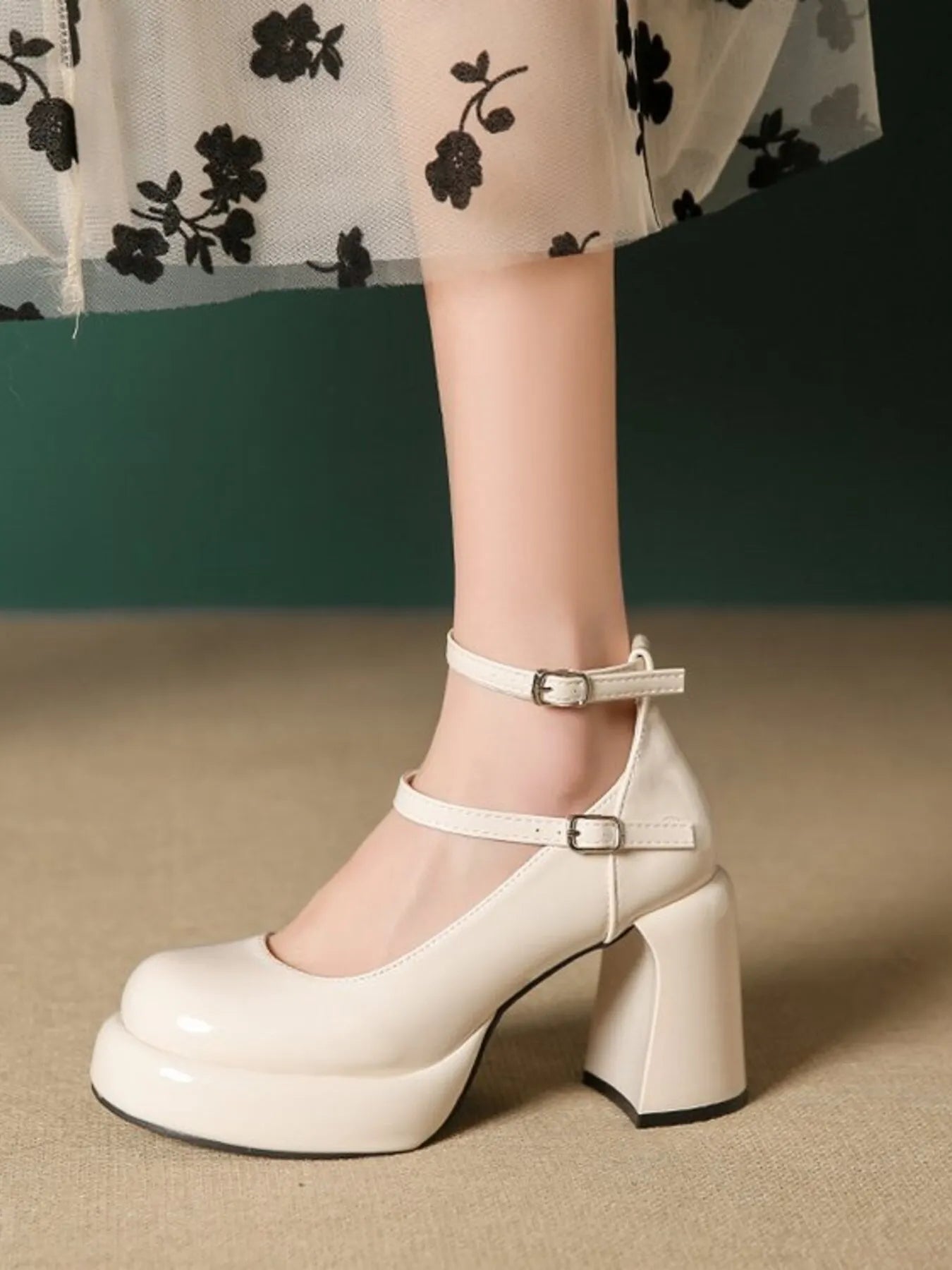 Patent Leather Mary Jane Platform Pumps.